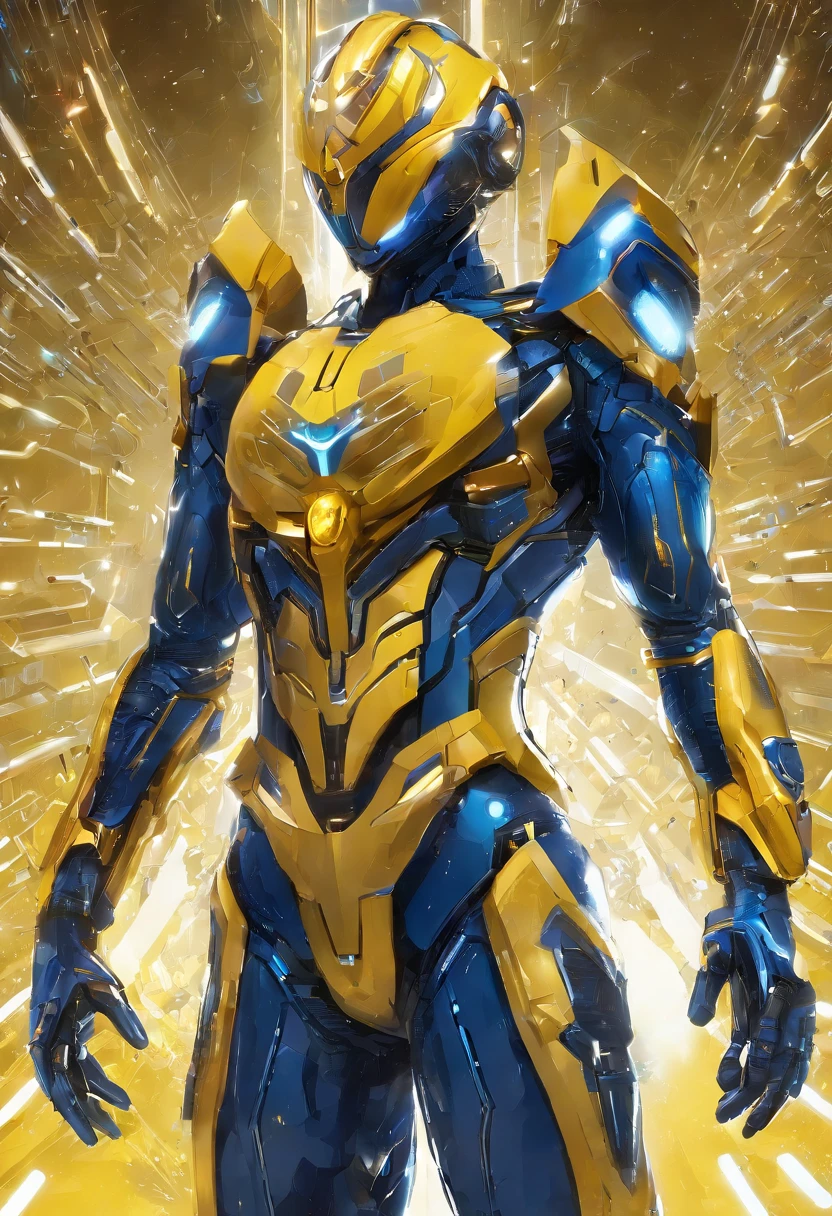 Adult male super hero, Mosquito Theme, Deep blue and golden suit color, helmet,marvel yellow jacket aesthetic, Kamen Rider aesthetic, full body model
