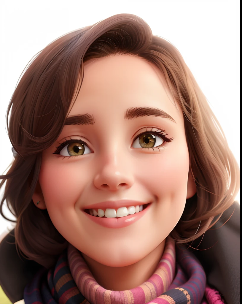 Smiling woman with a scarf and a scarf around her neck