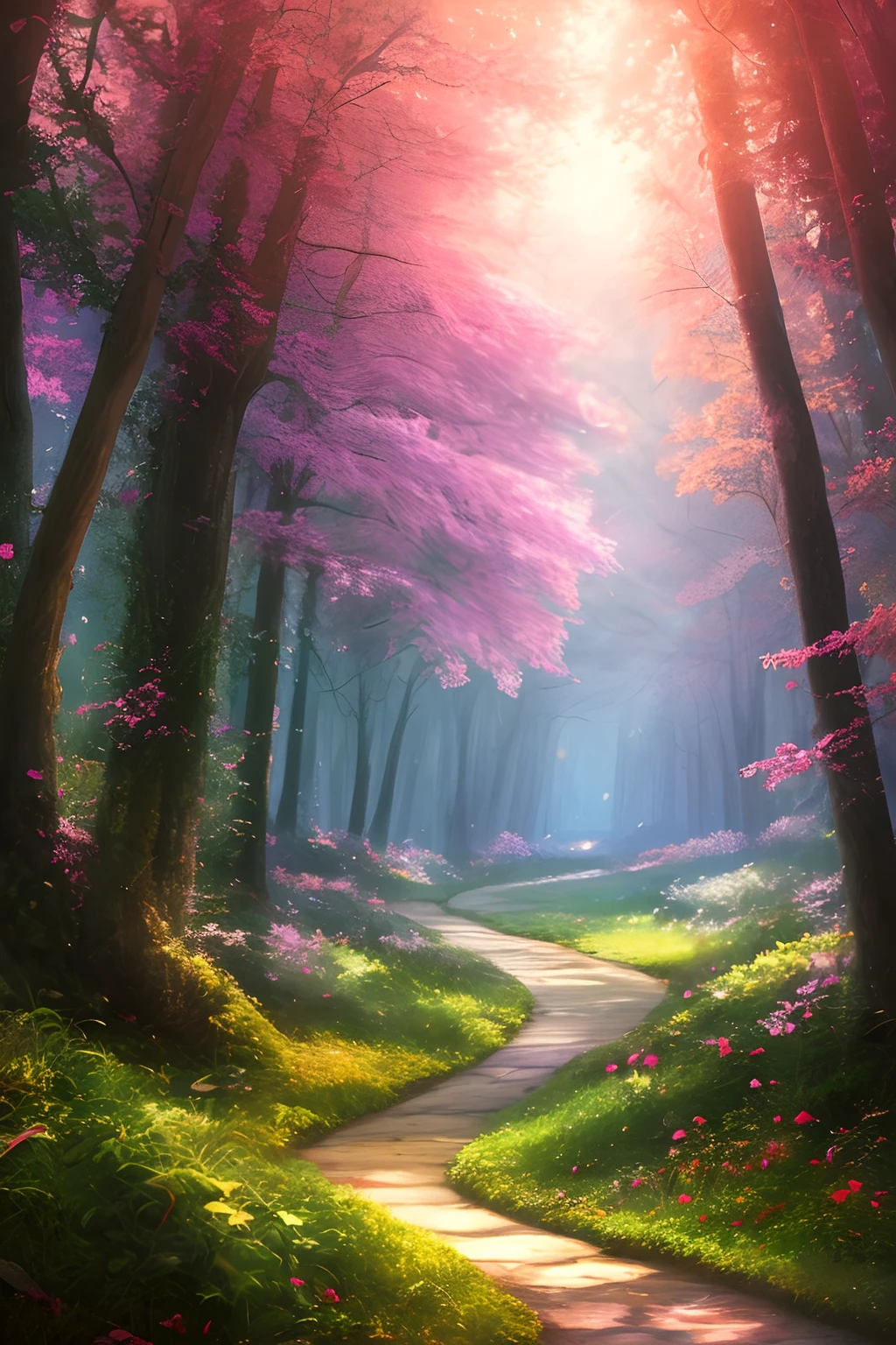 masterpiece, best quality, high quality,extremely detailed CG unity 8k wallpaper, An enchanting and dreamy scene of a fantasy forest, with towering trees, glowing mushrooms, and hidden fairy glens, creating a sense of mystique and enchantment, artstation, digital illustration, intricate, trending, pastel colors, oil paiting, award winning photography, Bokeh, Depth of Field, HDR, bloom, Chromatic Aberration ,Photorealistic,extremely detailed, trending on artstation, trending on CGsociety, Intricate, High Detail, dramatic, art by midjourney