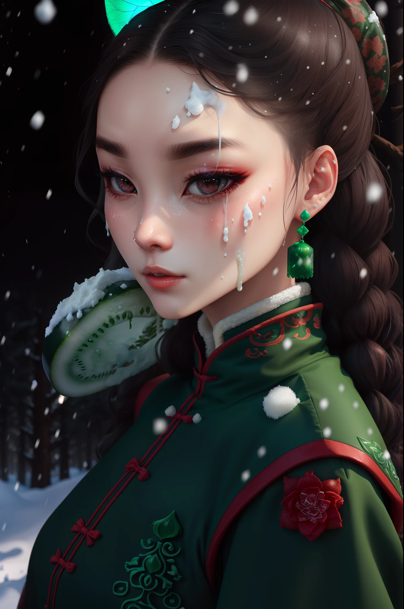 She melon face,Willow eyebrows,Moisturizing as jade,The skin is white as snow。