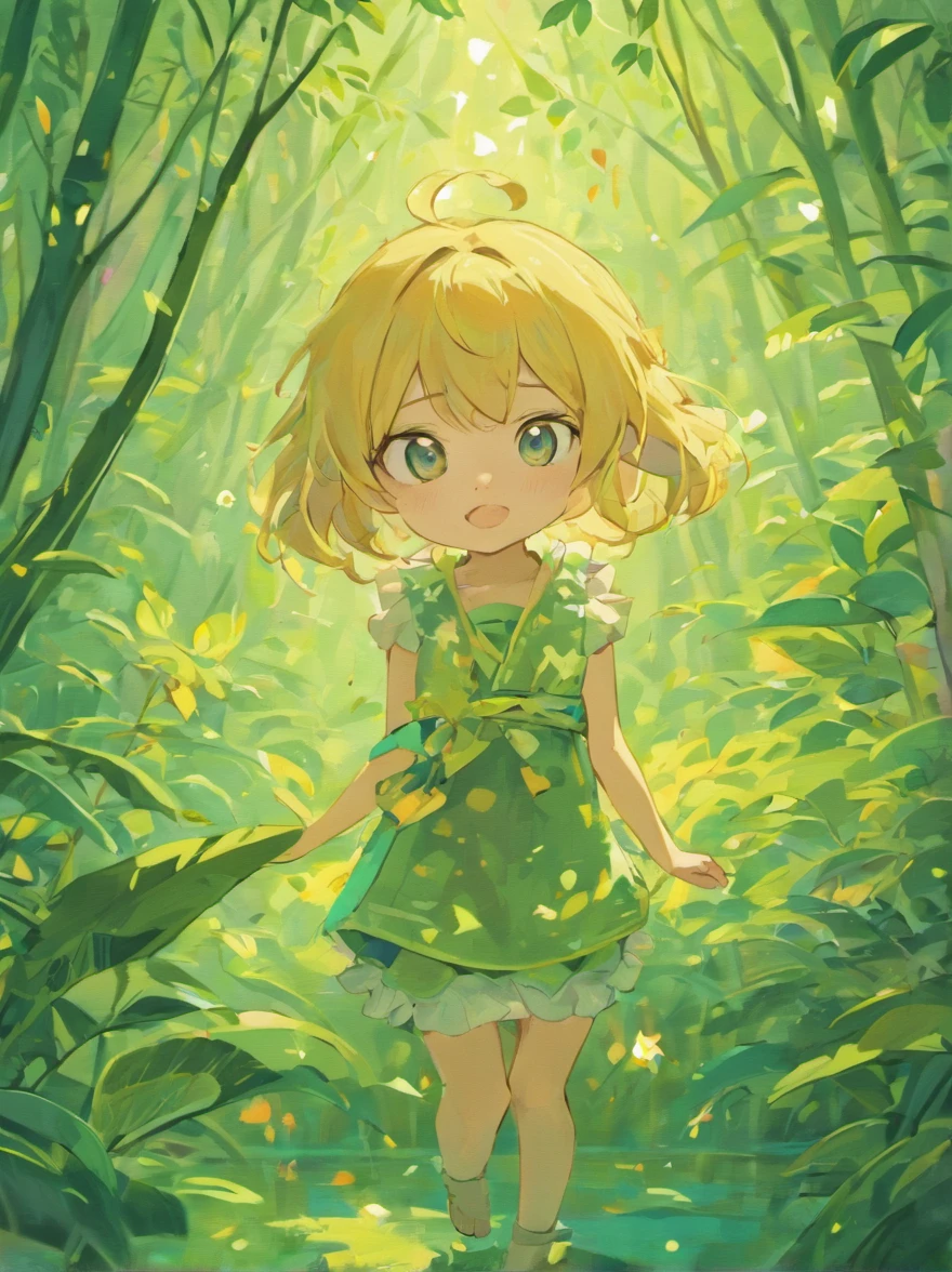 menina de 5 anos, cabelo longo, liso e preto, olhos brilhantes, utilizandoroupas camponesa, encontra elefante na floresta, poses and facil axpressions, Squeeze of surprise, Pintura SNES,naked,no clothing