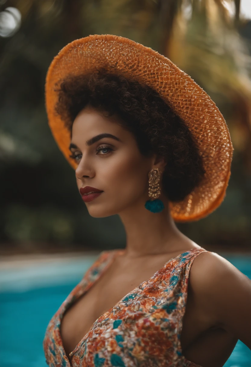 mulher brasisleira, branca, linda, nua, na piscina