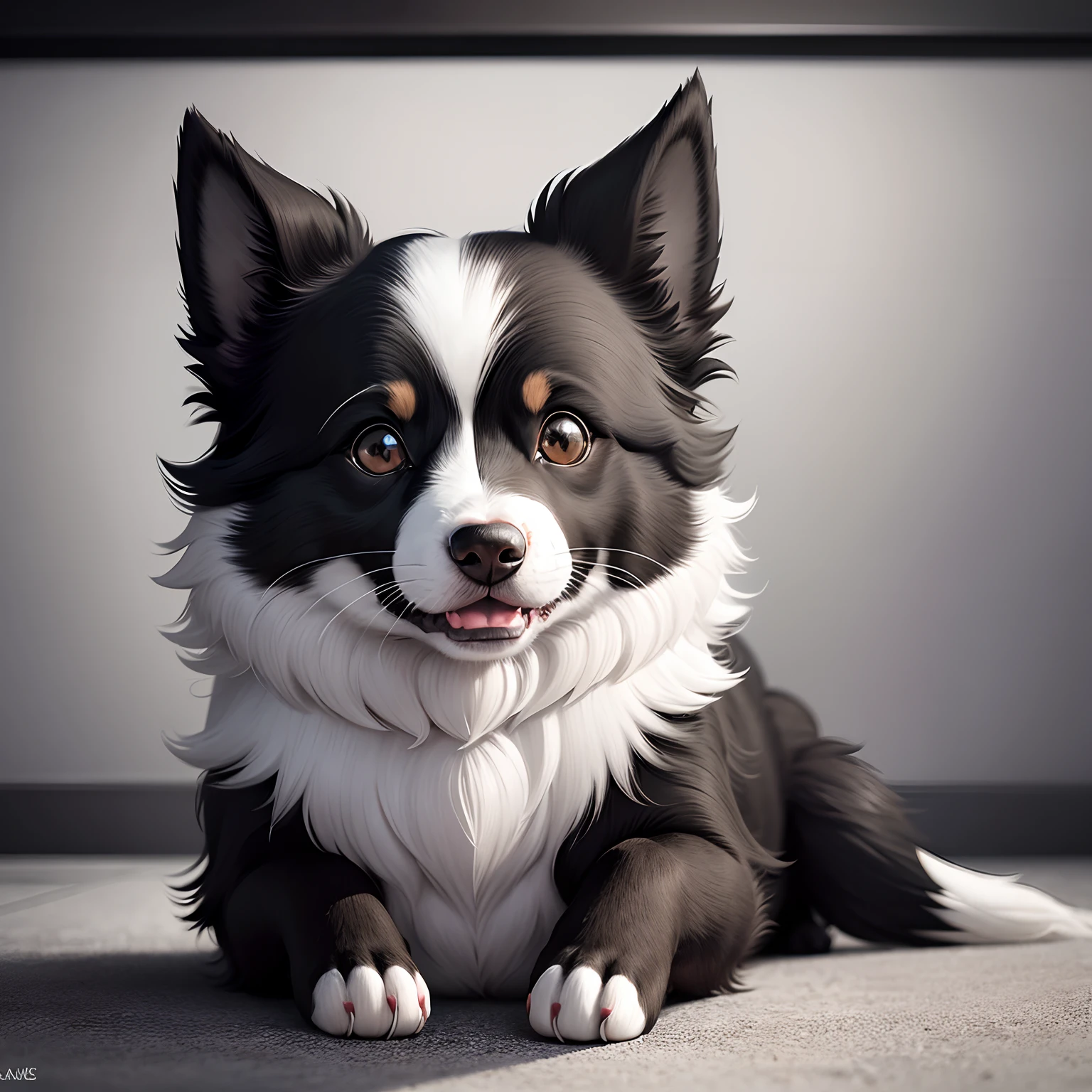 (Professional photo, photo filter, real photo, super realistic:1.2), (by qupostuv35:0.8), (by siroc:0.8), female, (Detailed face), [(thin:1.1) : small : (Border Collie):4], (Detailed face), (more details, detailed background:1.1), lush eyelashes, tail, naked, pussy faceing the viewer, portrait, looking at viewer, cowboy shot