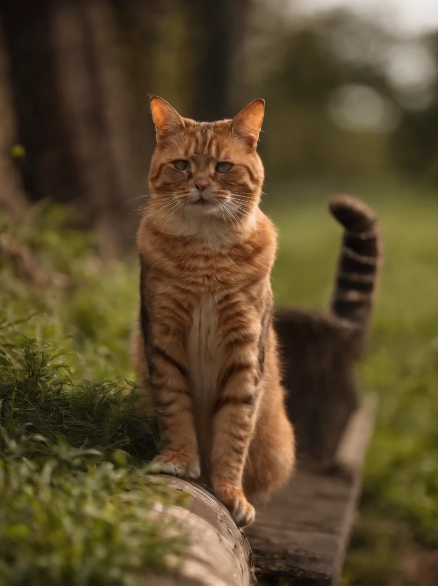 gato, desenho,atendimento, sorrindo, laranja