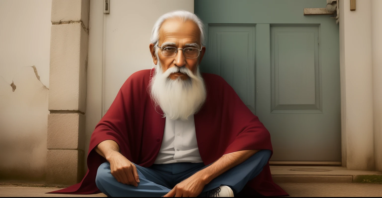 An old man sitting on the ground with a long white beard, um velho, Wise old man, foto do retrato de um homem velho, um homem de 80 anos, de um velho, wise old indian guru, old man, retrato do homem velho, um velho, Retrato de um velho, Retrato bonito de um desesperado, Retrato de um velho, um idoso