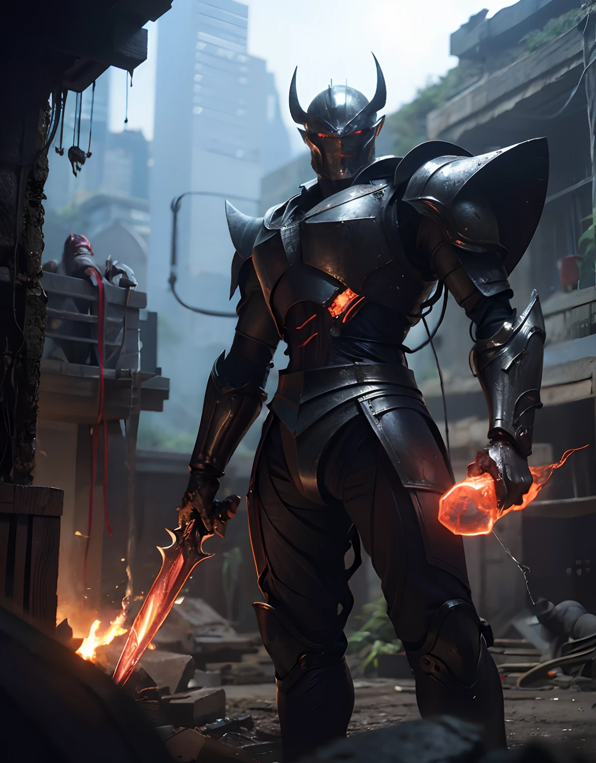 (One Knight Girl)、top-quality、masterpiece、超A high resolution、(Photorealsitic:1.4)、Raw photo、女の子1人、Fight mutants、(Wear the Dark Knight's Armor)、glowy skin、(((Dark Fantasy)))、With a beautiful sword and shield、(Black Metal Bodysuit)、(Fight goblins、ogre、Fierce battle with orcs),(Fight fiercely against aliens)、Fight fiercely、(Background of decaying dungeon ruins)、(Knight's helmet)、(Fighting Demonic Beasts)、(Small LED)、((super realistic details))、portlate、(Strong giant demon beast background),globalillumination、Shadow、octan render、8K、ultrasharp、Colossal tits、Raw skin is exposed in cleavage、metals、Details of complex ornaments、Japan details、highly intricate detail、Realistic light、(Mystical expression),CGSoation Trends、Red Eyes、radiant eyes、Facing the camera、neon details、(Mechanical limbs)、(blood vessels connected to tubes)、()、Gundam、Small LED、Toostock、(Fight aliens on another planet)、(Attack of the Monster Beasts)、(Wounded in a deadly battle)、