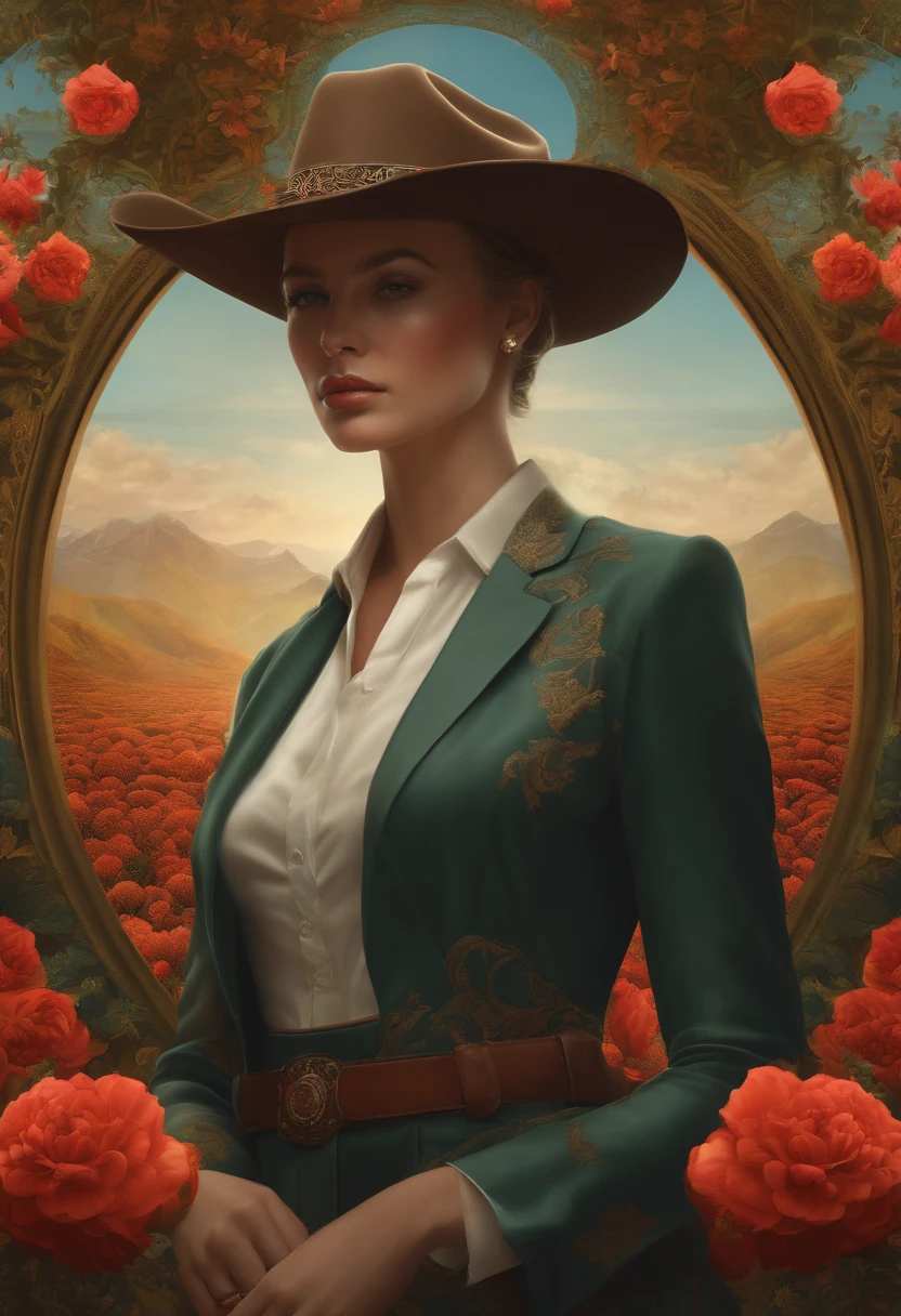 Arte Oficial, Unity 8k papel de parede, ultra detalhado, Beautiful and Aesthetic, master part, best quality, (Zemaranhar, mandala, emaranhado, emaranhar), (Arte Fractal:1.3) , 1girl, flores vermelhas,  extremamente detalhado, Dynamic angle, tiro de cowboy, A mais bela forma de caos, elegante, um brutalista projetado, cores vivas, Romantismo, Por James Jean, Roby Dwi Antono, Tran Ross, Francisco Bacon, Michal Mraz, Adriano Ghenie, Petra Cortright, Gerhard Richter, Takato Yamamoto, Ashley Madeira, Atmospheric