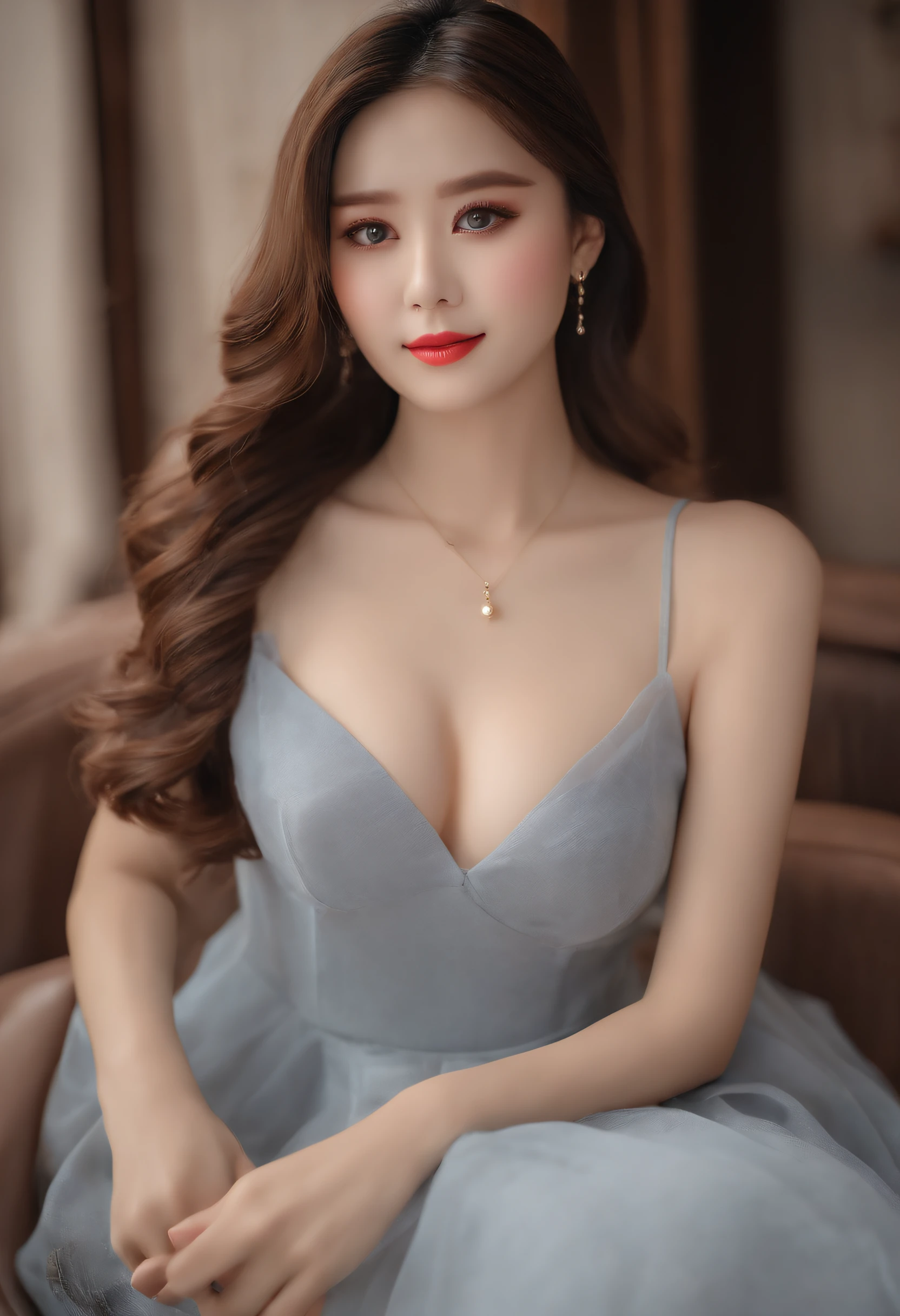 ((top-quality、8K、masterpiece:1.3))、1girl in、Slim beautiful woman:1.3、(Casual Hairstyles、huge tit:1.2)、Casual clothing:1.2、By the sea、Super Detail Face、Delicat eyes、二重まぶた、kindly smile