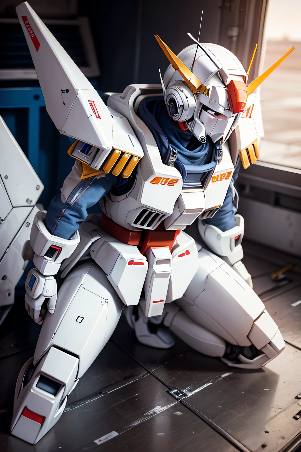 Gundam in the hangar,white colors