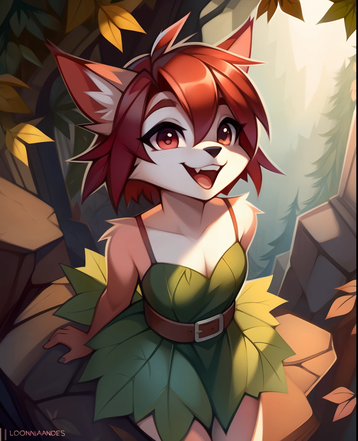 nsfw, masterpiece, bset quality, 1girl,white thighhighs,nature, mutiple views, ass views and dress views, (PureErosFace_V1:0.7), elora furry, detailed and extremely fluffy body fur, fluff, masterpiece, looking up beautiful surroundings, detailed background, happy, leaf-dress, (sfw), furry, no clothes animal