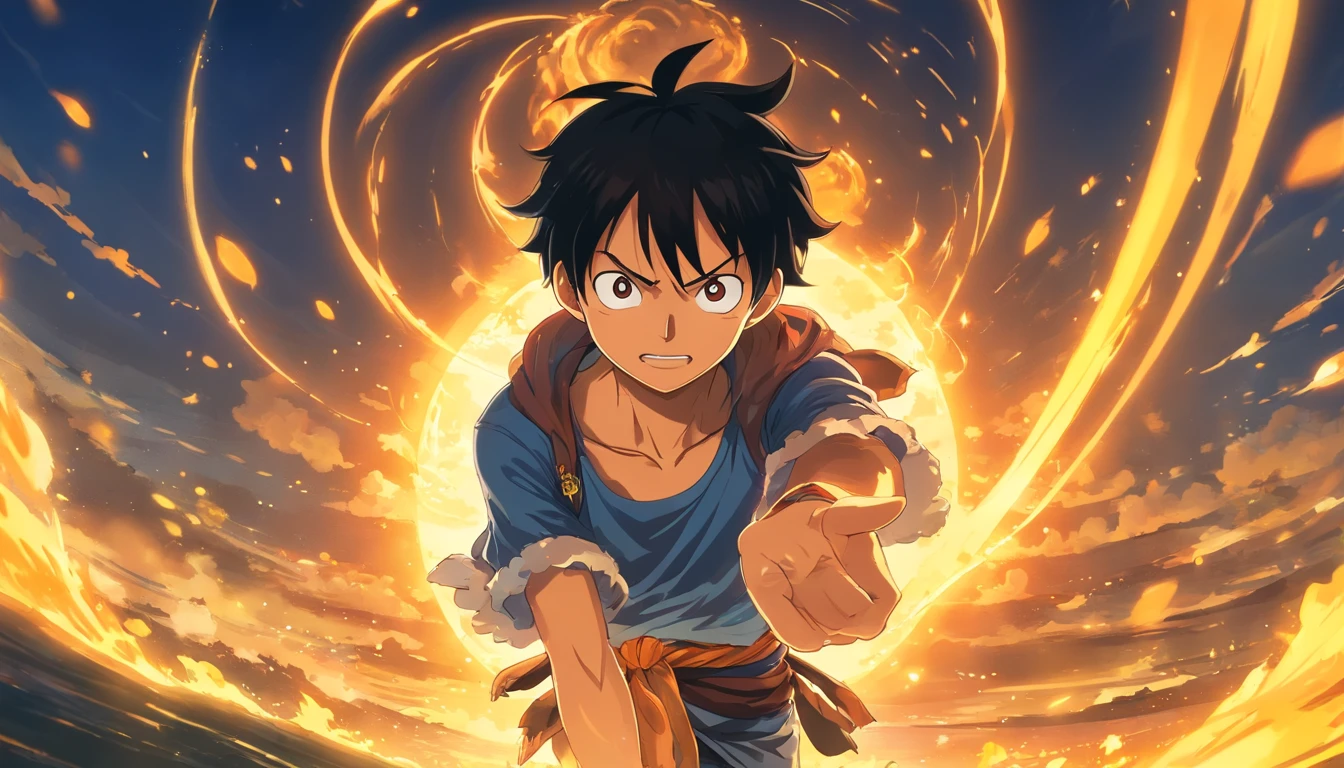 Crie posters emocionantes,Apresenta Luffy como protagonista "one piece" No calor do momento. Capture the essence of your fiery determination and indomitable spirit,Pois ele desencadeou sua ira sobre seus inimigos. Mantenha-o curto, ousado, E transmitem fortemente o poder bruto da raiva de Luffy., hypnotic, androgynous, gadgetpunk, tiro no rosto, Cinema4D rendering, profundidade de campo, Tapestry, Cor preta, classical realism, Brilha com pouca luz, Ultra foto realsisim, Shadows Dramatic, Estilo filme noir, 4k