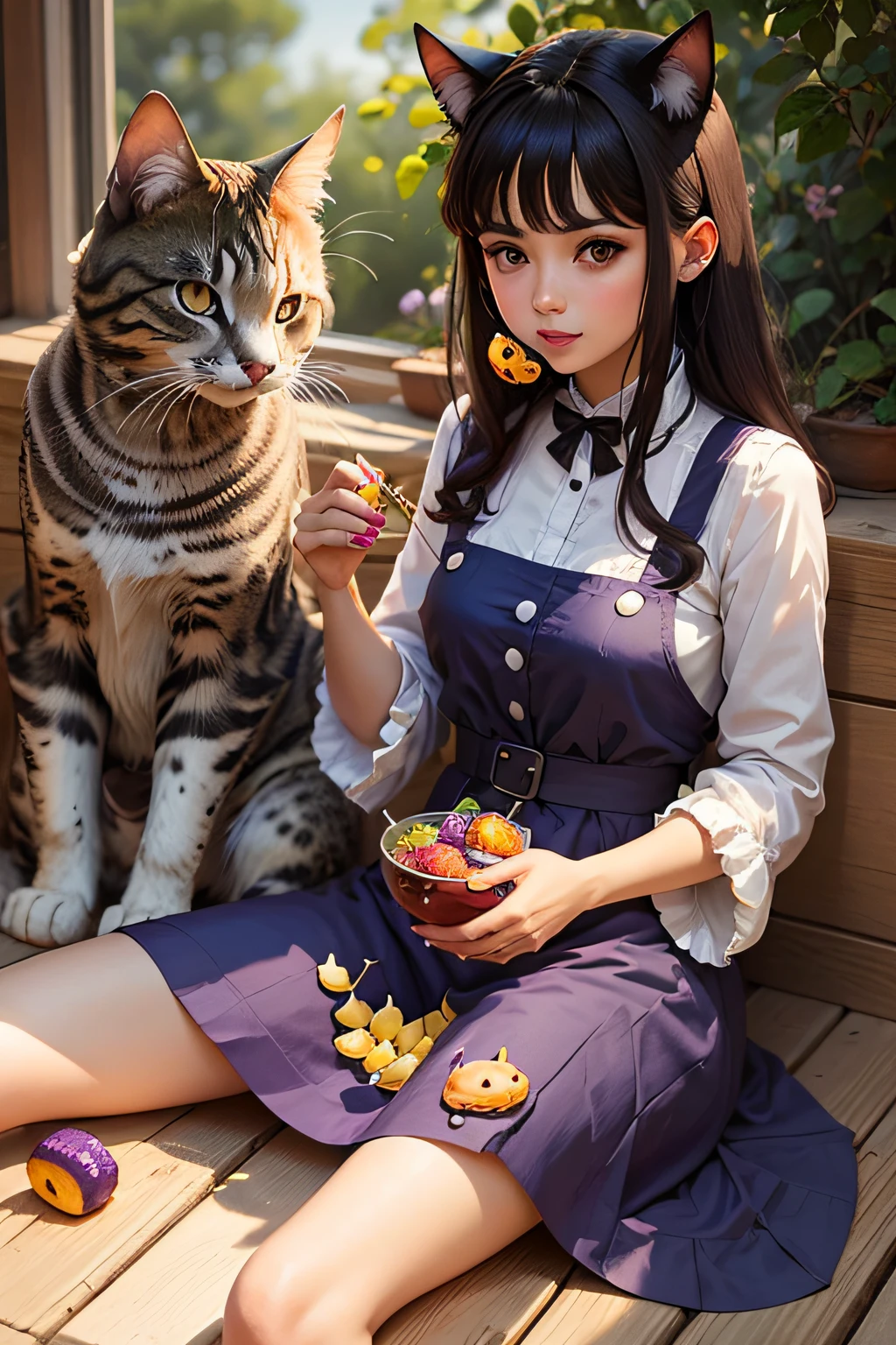 gatos comiendo uvas en estilo de pintura renacentista