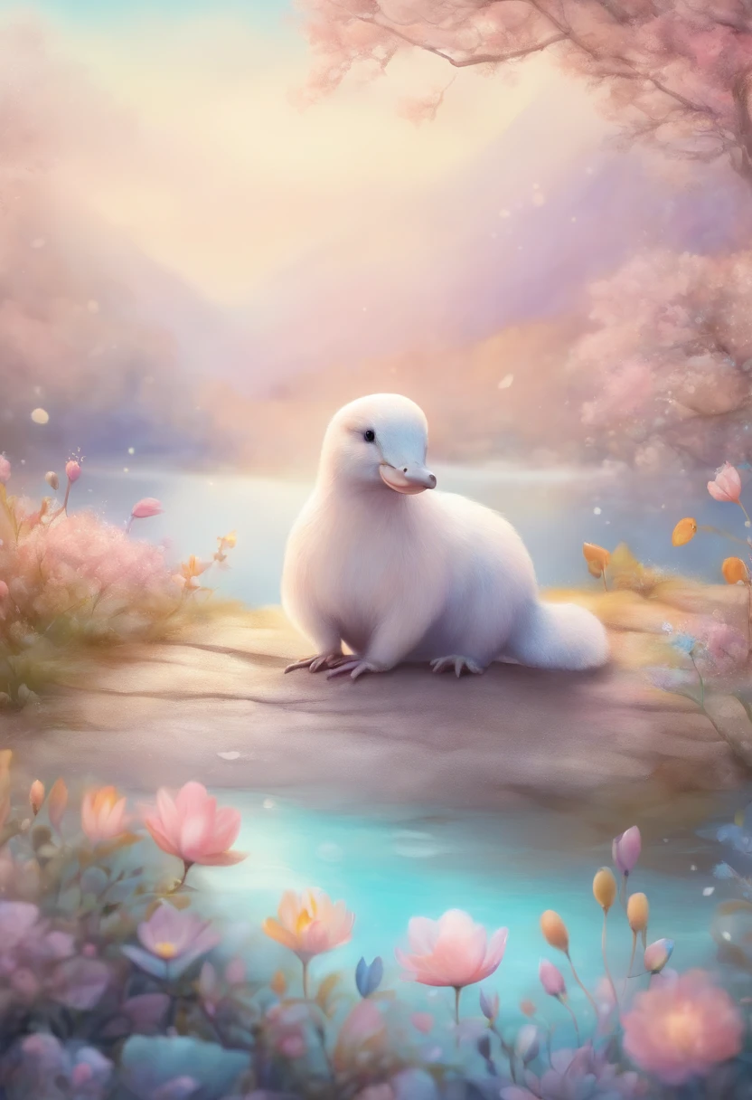 (PastelColors:1.3)、(Cute illustration:1.3)、(watercolor paiting:1.1)、 Chibi:1.2、
Detailed background、1 Platypus 、Beautifully detailed、Moya、colourfull、marble、Particles of light、patterns、
Detailed drawing、Vibrant colors、striking contrast、intricate detailes、Delicate depiction、Luminescent、