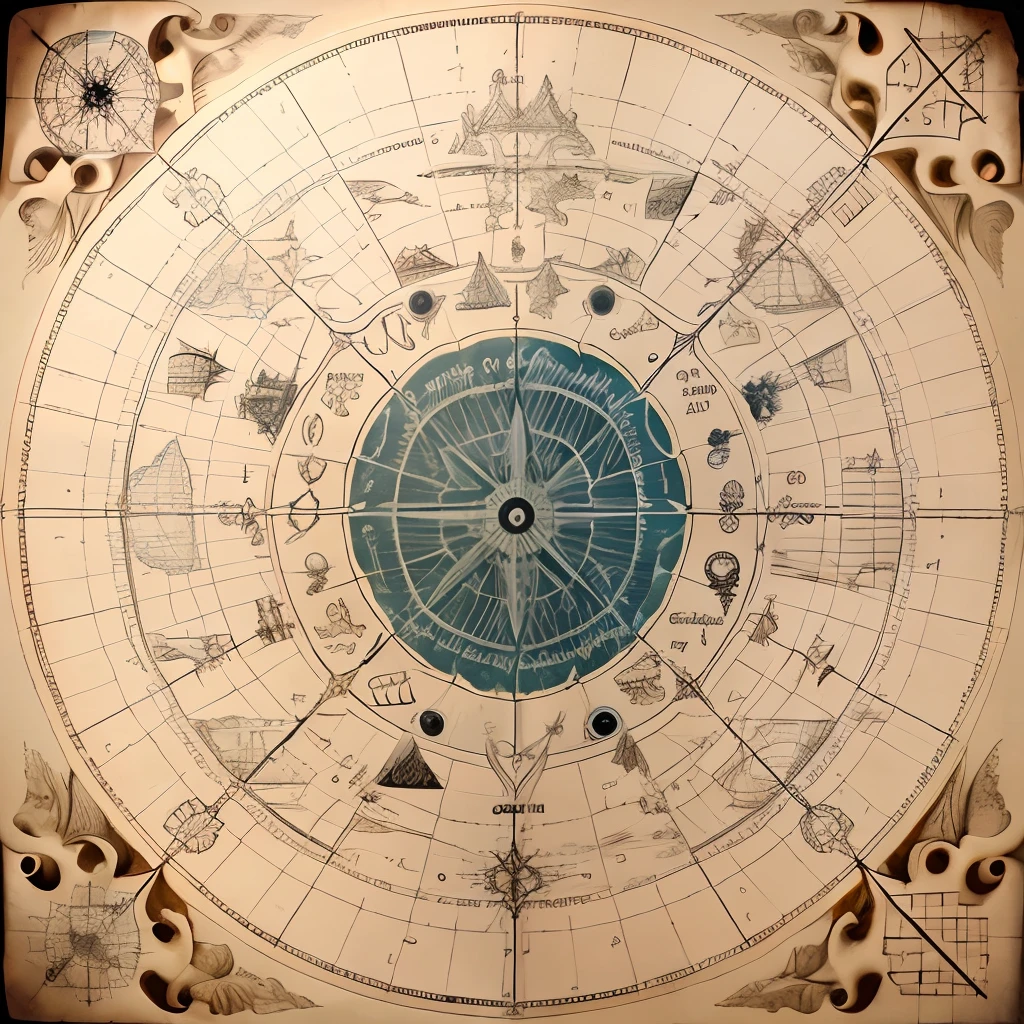 An old map of the Bermuda Triangle, Covered in mysterious symbols."