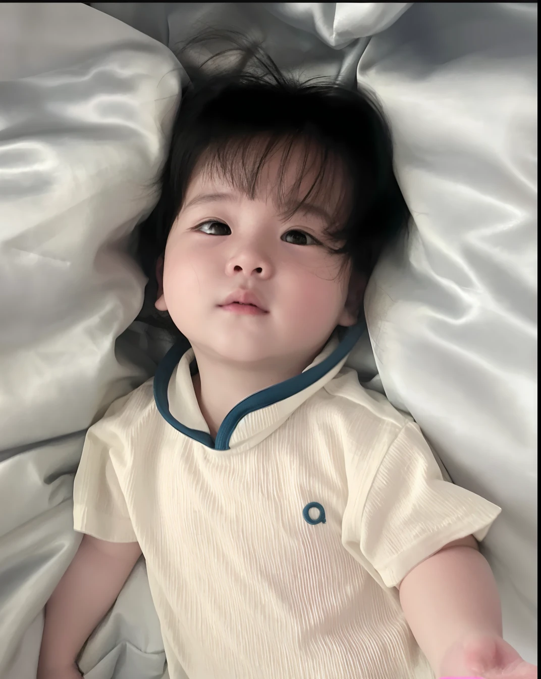 lying in bed with a white sheet and a blue collar, wan adorable korean face, com olhos bonitos, Jaeyeon Nam, Yanjun Chengt, lindo bonito, Jovem Anjo Wan, adolable, menino bonito, Ruan Vtuber Fofo, Jinyoung Canela, TaeJune Kim, Yan, bonito bonito, Shin Jeongho