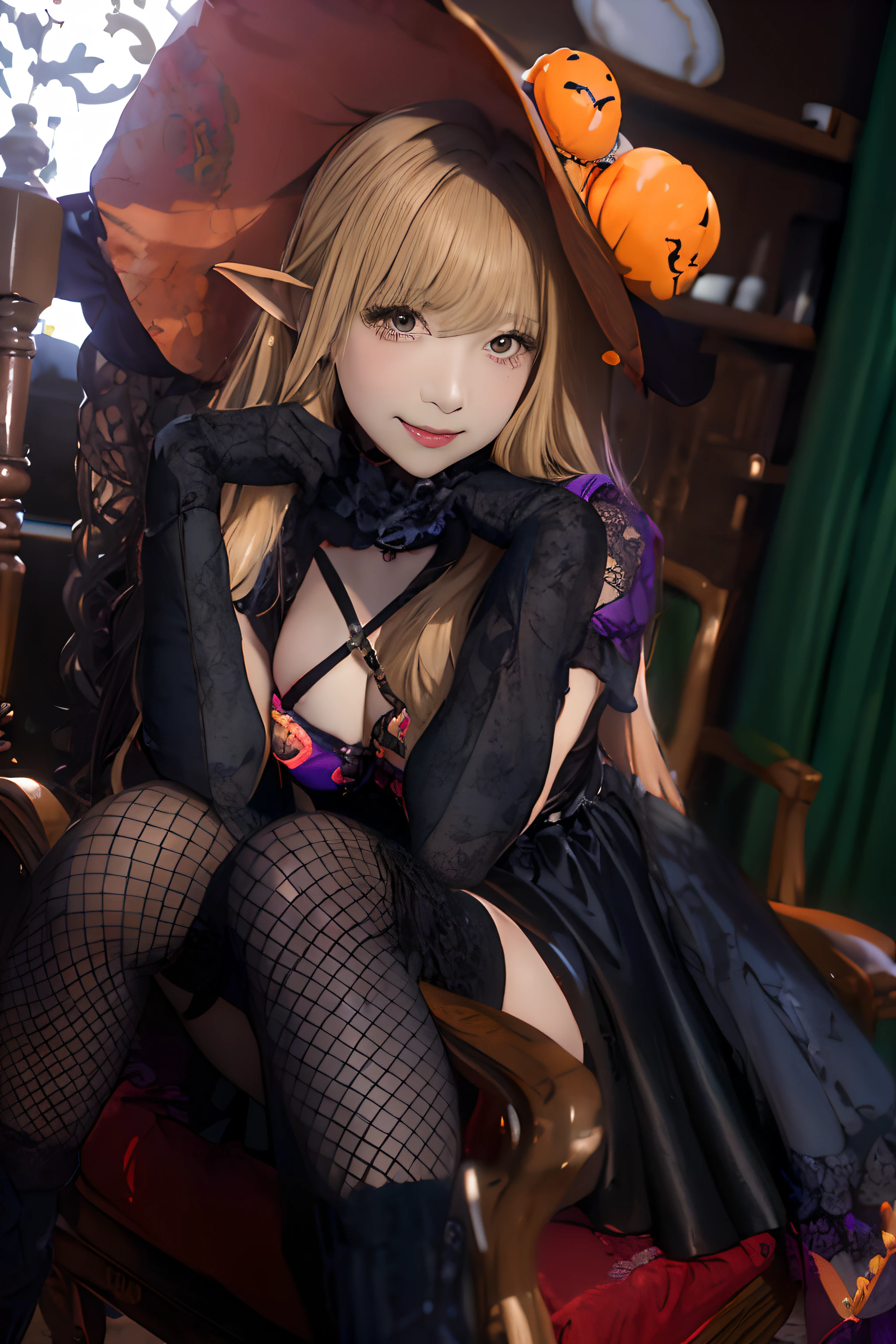 There is a woman in a witch costume sitting on a chair, Ayaka Cosplay, kirisame marisa from touhou, marisa kirisame, classical witch, flirty anime witch casting magic, castlevania witch, Cosplay, misa amane *, Anime girl cosplay, Black Magician Girl, cosplay foto, kirisame marisa, Anime Cosplay, misa amane