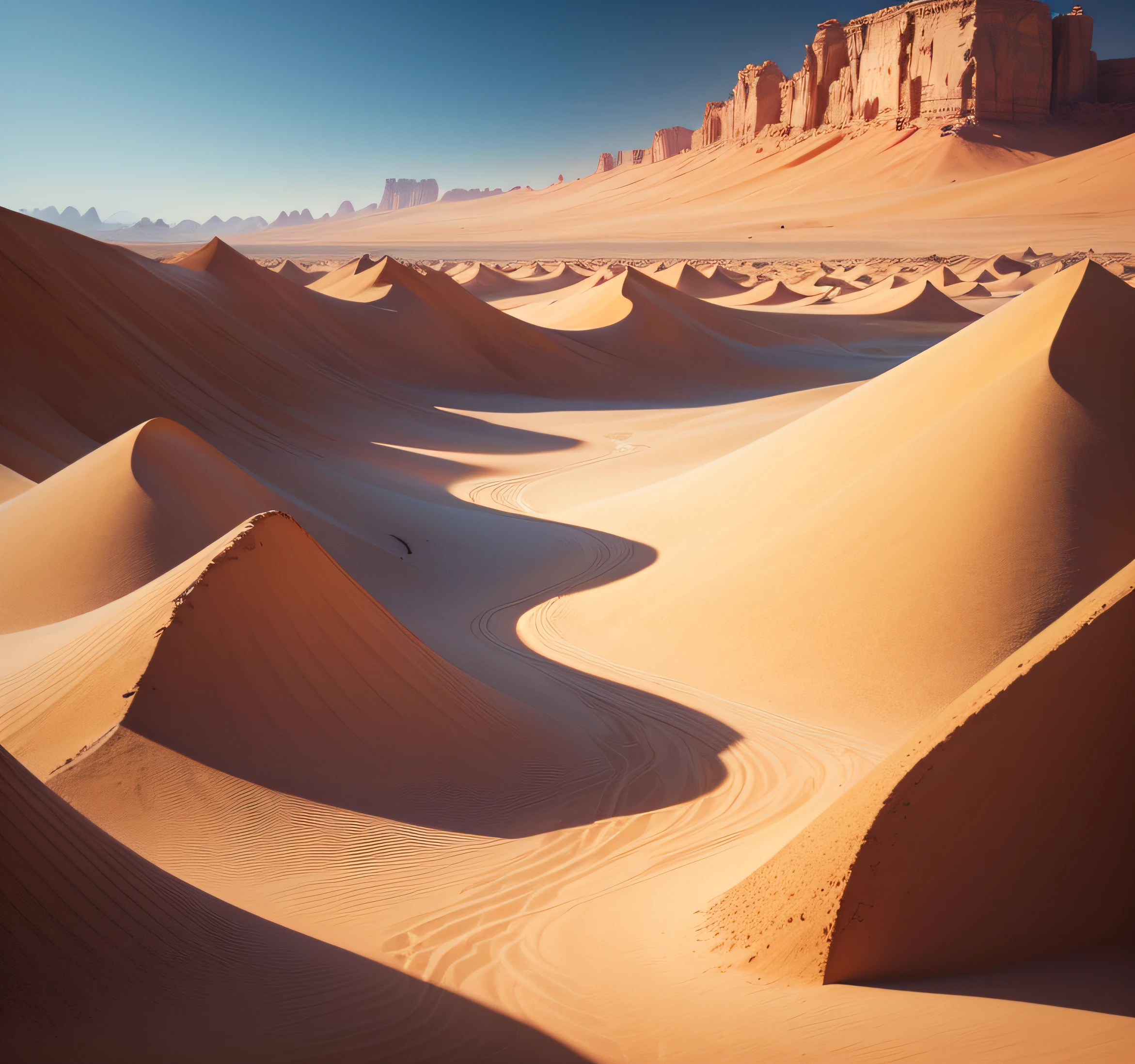 Yellow sand in the sky,The backdrop is a vast desert, Desert Oasis,digital landscape art, detailed scenery—width 672, arte de paisagem, environment design illustration, scenery art detailed, Desert oasis landscape, Conceito-Arte, Arte digital altamente detalhada em 4k, Pintura digital 4K, Pintura digital 4k, stunning digital illustration, fundo do deserto, arte conceitual de pintura digital, pintura digital detalhada