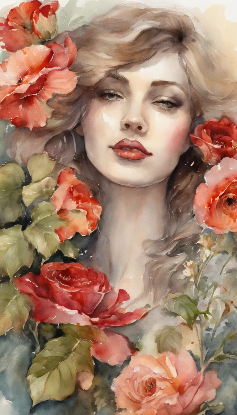 extremely delicate and beautiful, Amazing, finely detail, masterpiece, ultra-detailed, highres,best illustration, best shadow,intricate,sharp focus, high quality, 1male, solo, blond hair. red eyes, kaveh genshin impact, flowershop front, flowers in pots, flowers for sale