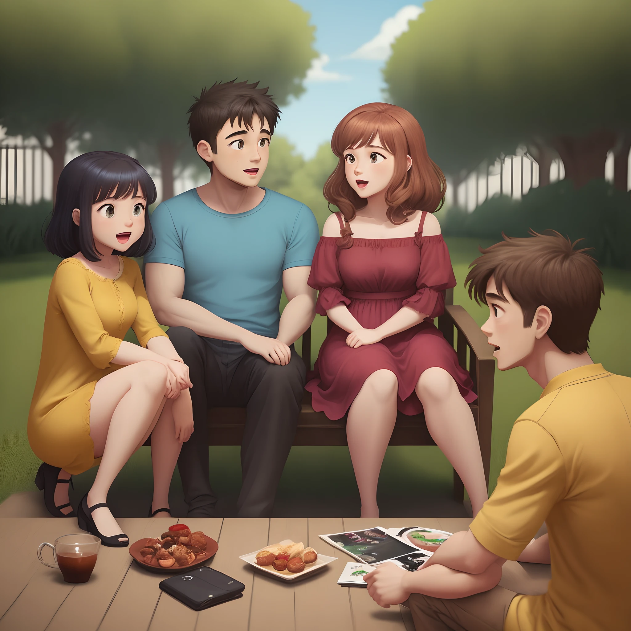 2d cartoon of a family meeting