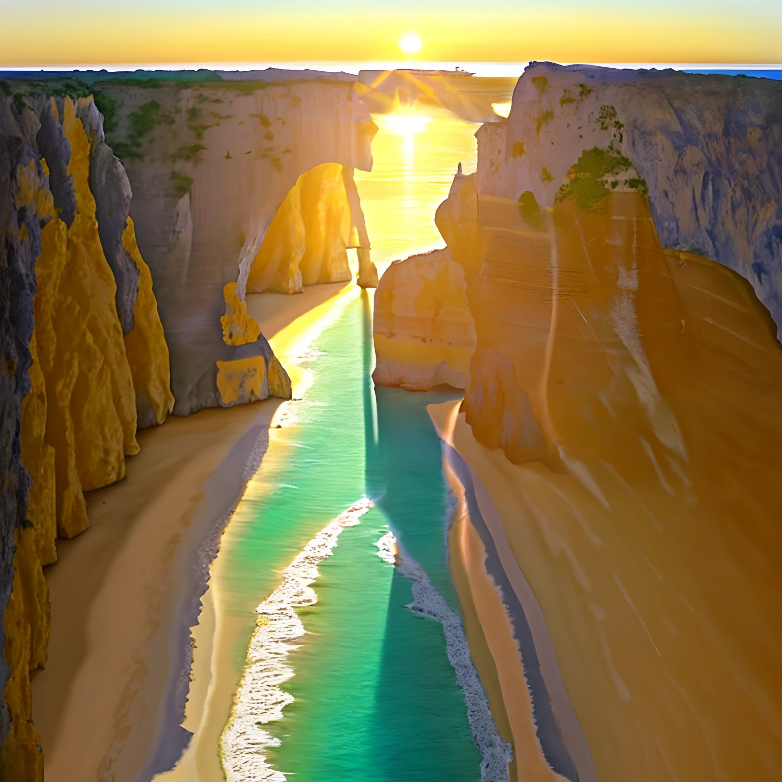 Algarve,Yellow cliffs,Medieval fortress,夏天,suns,the ocean,sea beach