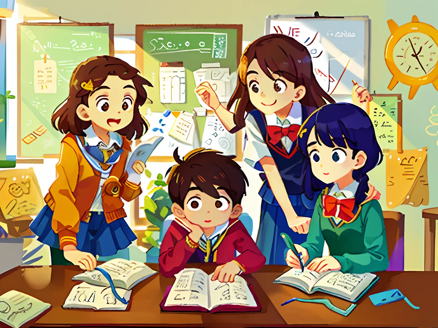Escola com estudantes e professores