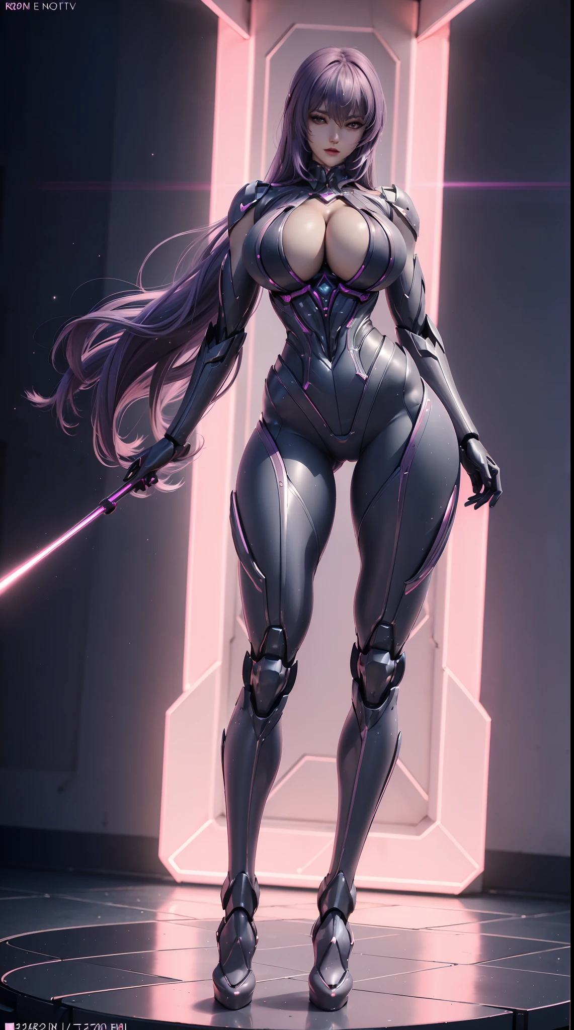 A MATURE WOMAN, HUGE FAKE BOOBS, (BEAUTIFUL FACE), (RGB), (FUTURISTIC MECHA TIGHT BRA), (CLEAVAGE), (SKINTIGHT YOGA PANTS), (HIGH HEELS), (PERFECT BODY:1.2), (LONG LEG), (FULL BODY:1.3), FRONT, (STANDING:1), SEXY BODY, EXPOSE MUSCLE ABS, UHD, 8K, 1080P.