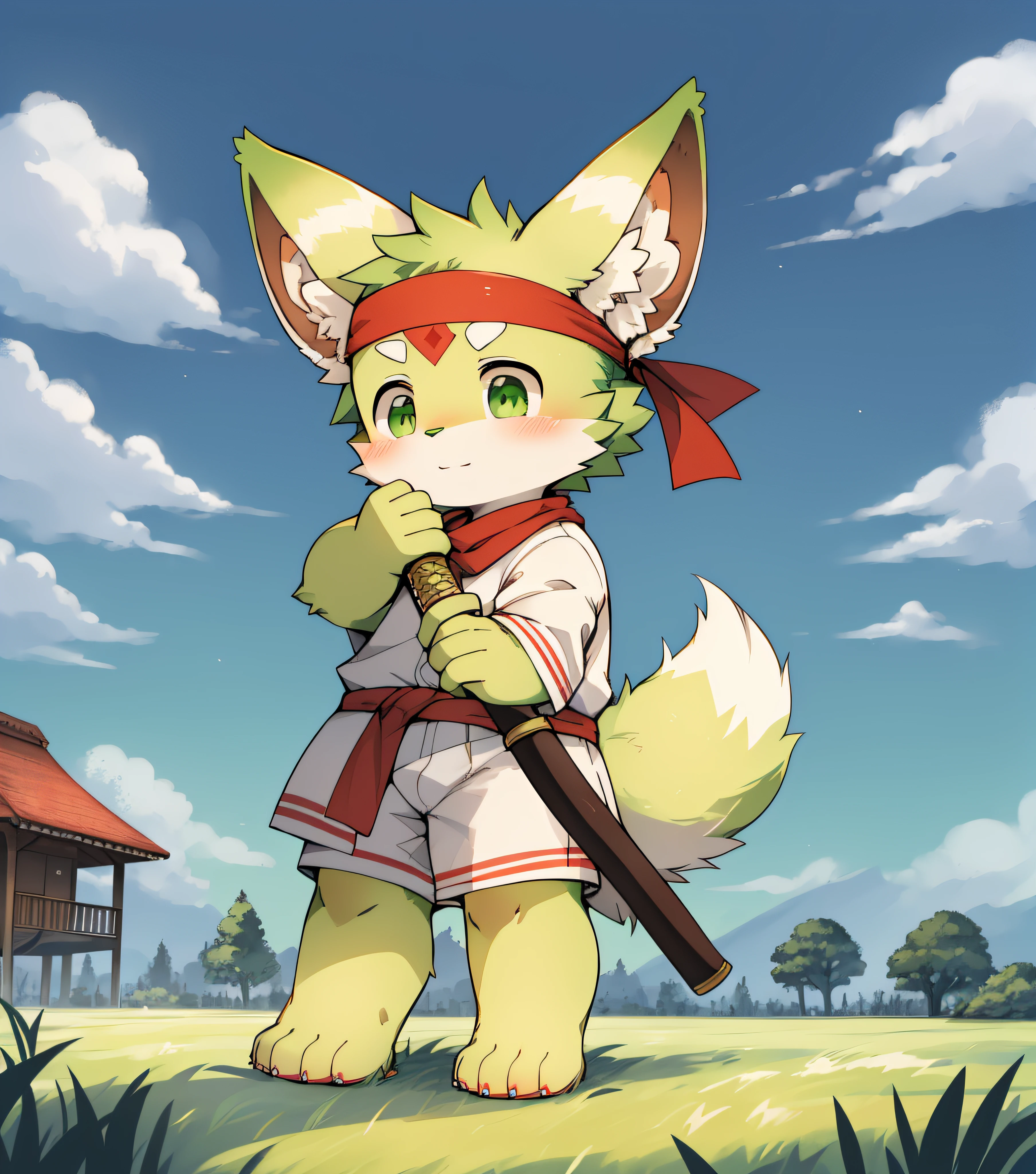 Bright green fur,Bright green fur,Bright green skin,Beast too,Orc boy,grassy fields,lawns,standing on your feet,attention,blue-sky,shaggy,shaggy,Bright green fur,Bright green fur,Bright green fur,Bright green fur,Bright green hair,male people,canid,adolable,adolable,adolable,solo person,Detailed fur,Green eyes,Thick eyebrows,Fluffy tail,white short sleeve,short white pants,ultra - detailed:1.0,Libido boy,toddle,toddlersoddlers,cldren,children's,Gamine,Beast too,Beast too,Beast too,adolable,adolable,Shota(Via Dagasi:1.1),anatomy correct,Barefoot,The barefoot,Barefoot,Barefoot,Barefoot,standing on your feet,attention,bald-headed,Cat feet,lawns,grassy fields,On the lawn,on a grassy field,Tread on the grass,Trampling on small grass,Tread on the grass,Trampling the meadow,Tread on the lawn,Trampling the lawn,bald-headed,balding,balding,Bright green feet,Bright green feet,Bright green feet,Bright green feet,Trampled grass,Trampled grass,Stand on the lawn,standing in grassy field,Stand on the lawn,There are footprints on the lawn,Footprints on the lawn,marshes,mud ground,Dirt roads,Muddy in the grass,sludgy,red waistband,komono,red headband,Blood,A child with a katana in his hand,Children with serious expressions,Children stepping on grass under their feet,Children with small grass under their feet,Very shiny green fur