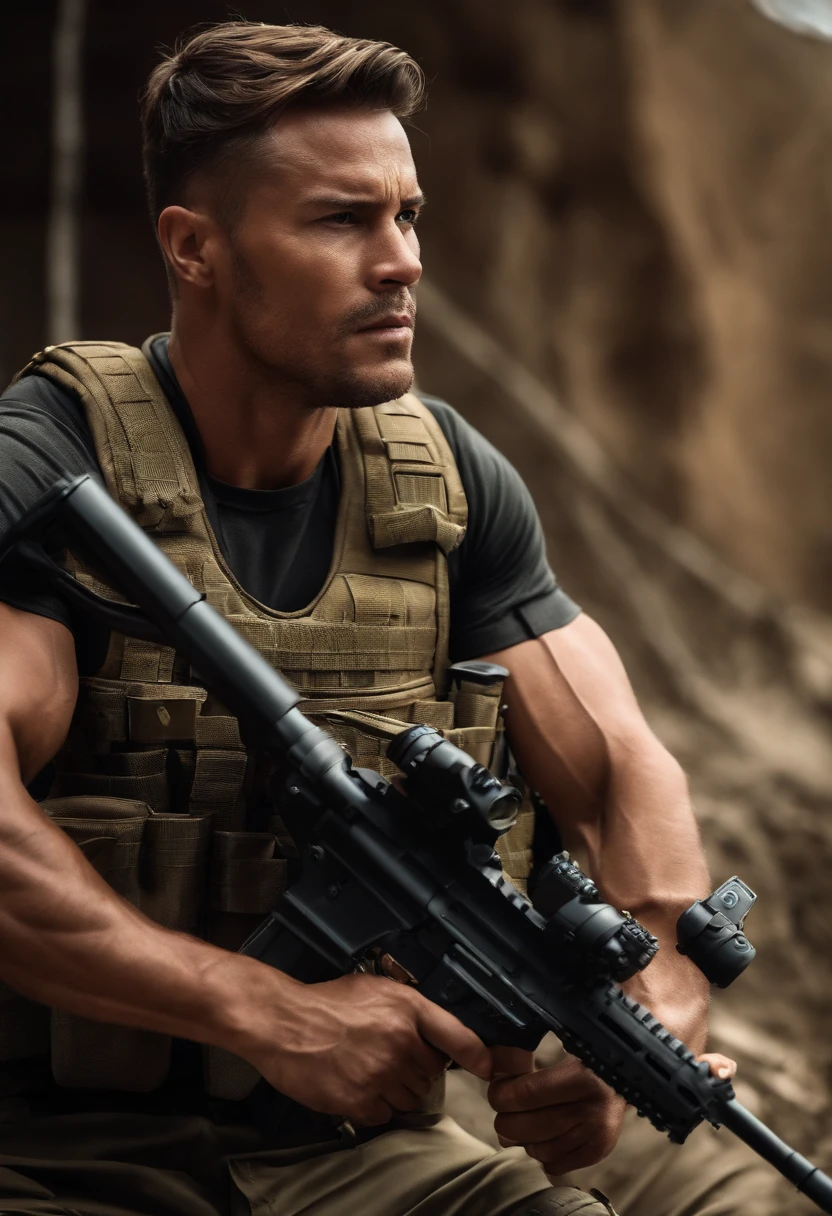 (masutepiece, Best Quality), Special Forces,well-muscled,Amazing concentration,Don't quit until you succeed