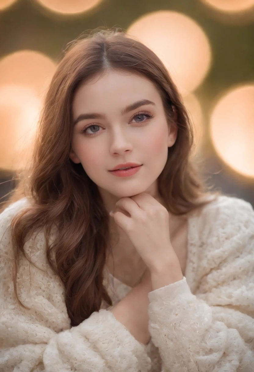 Beautiful little girl,15 years,Fashionab,Harnes,thermal pants,long leges,White skin of the,exquisitefacialfeatures,long eyelasher,Blushlush,The expression is happy,cheerful,Urban outdoors