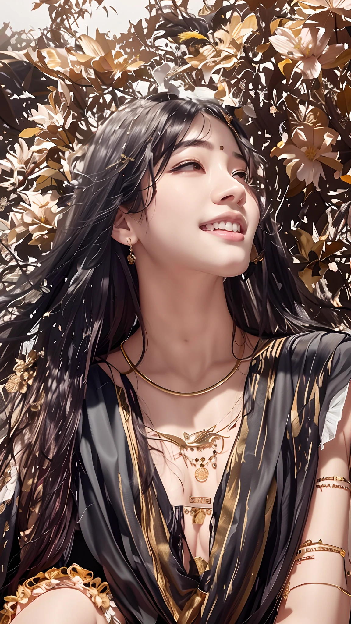 araffe asian woman with long hair wearing a gold dress, artwork in the style of guweiz, palace , a girl in hanfu, guweiz, yanjun chengt, inspired by Yanjun Cheng, guweiz on pixiv artstation, guweiz on artstation pixiv, realistic. cheng yi, detailed face of a asian girl