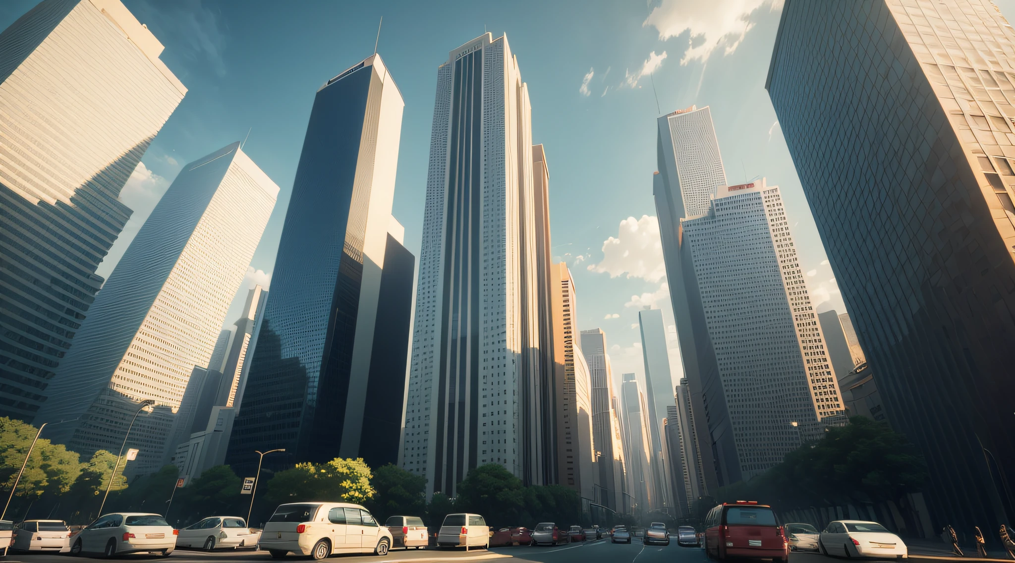 High-rise buildings,Heavy traffic
