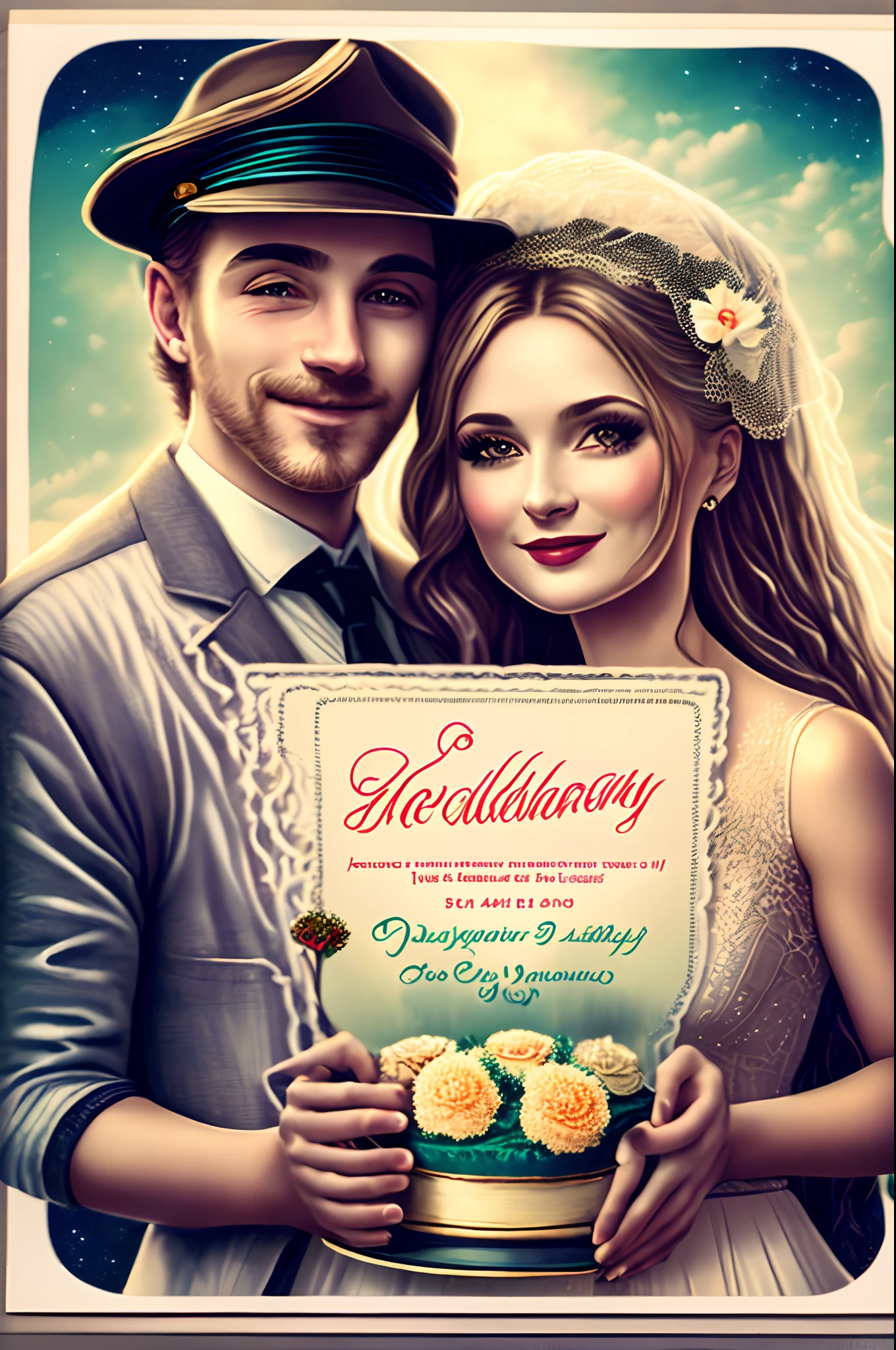 Postcard Egor and Elena, Congratulations on your wedding anniversary