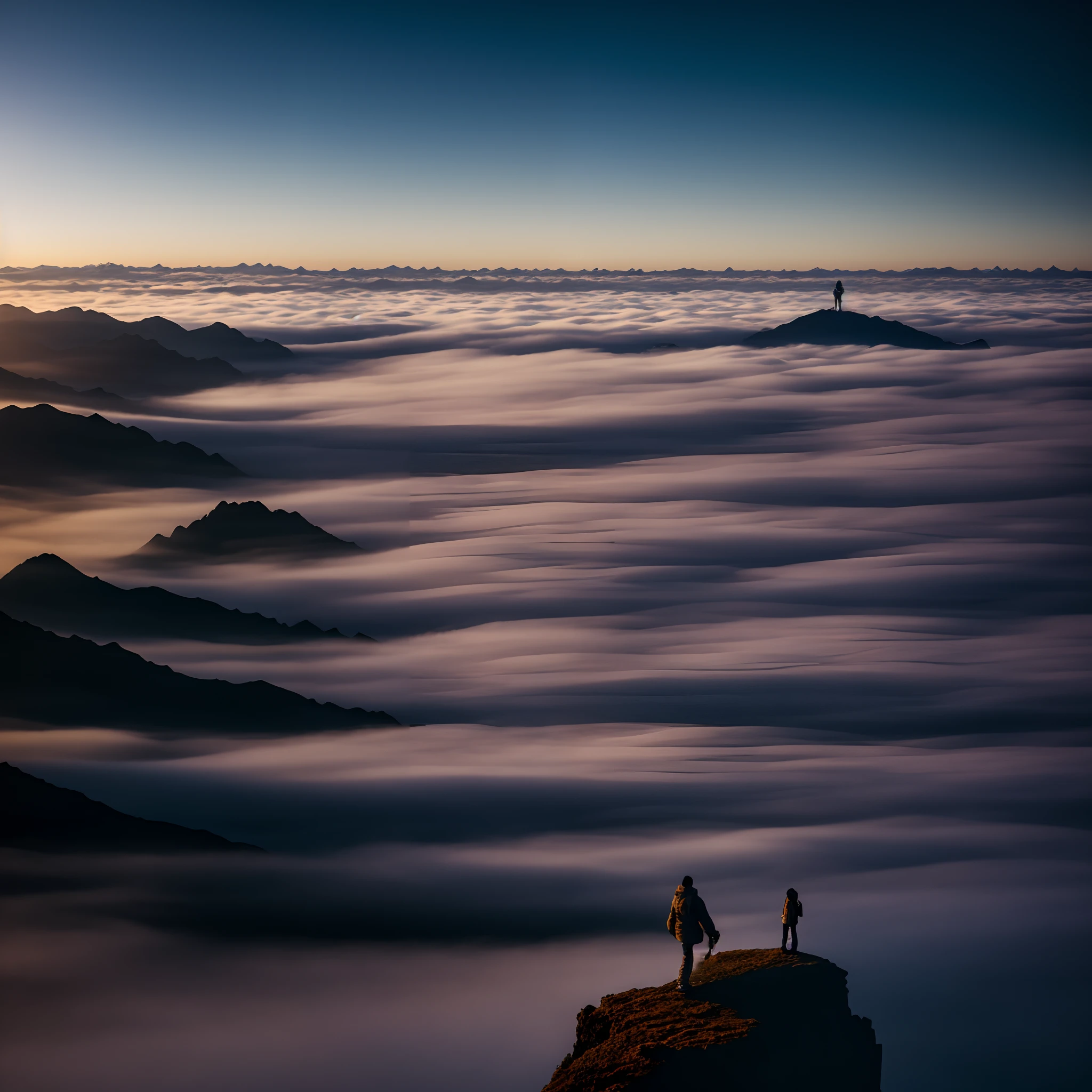 Alafis standing on a hilltop above the clouds, walking above the clouds and fog, rise above clouds, Above the clouds, an amazing landscape image, unsplash contest winning photo, max rive, author:Balázs Diószegi, wanderer above the sea of fog, view above the clouds, author:Vladimir Vahícek