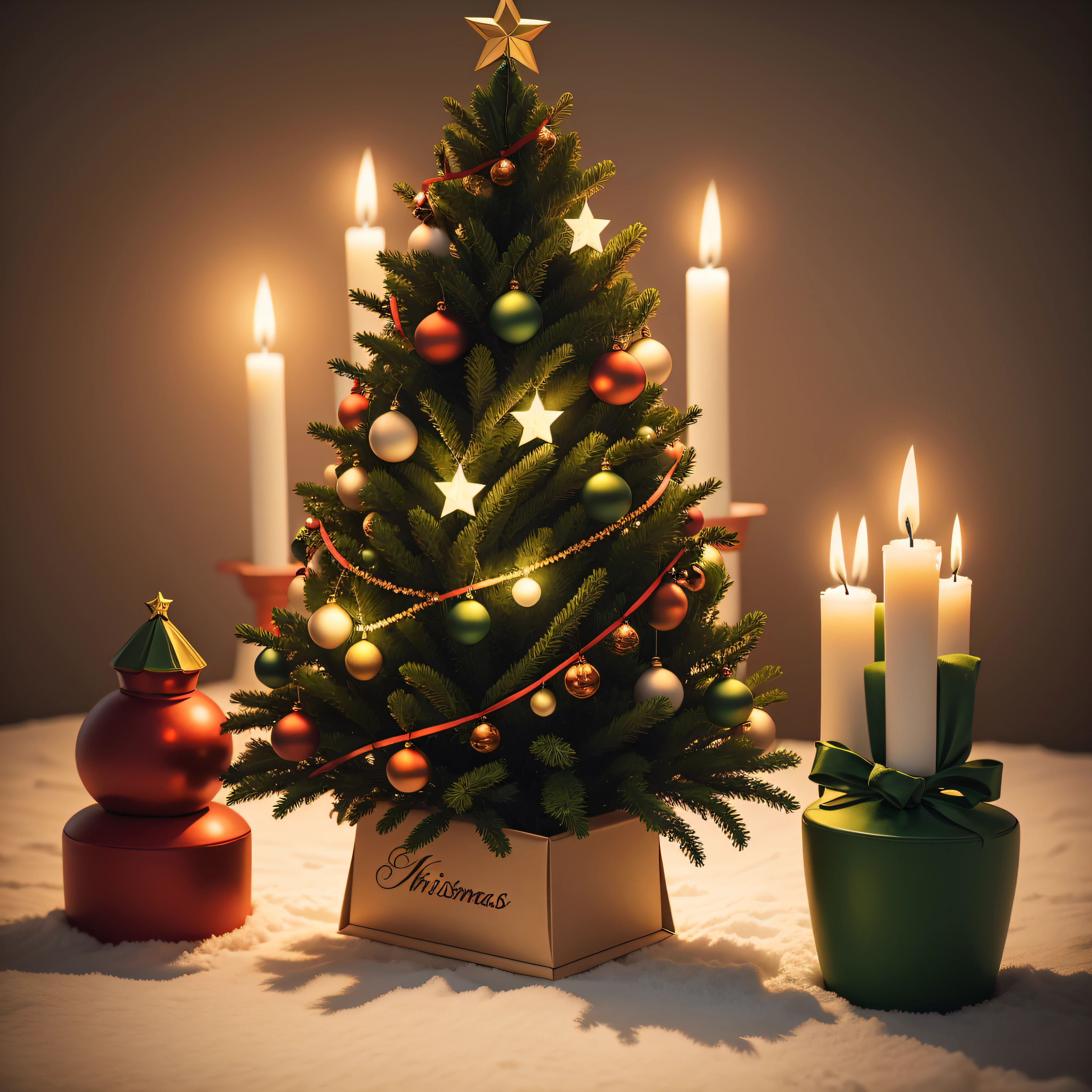 christmas tree with candles christmas, tree, holiday, decoration, xmas, celebration, christmas tree, new, winter, year, pine, gift, star, fir, ball, season, green, ornament, illustration, decorations, present, vector, ribbon, decorated, box