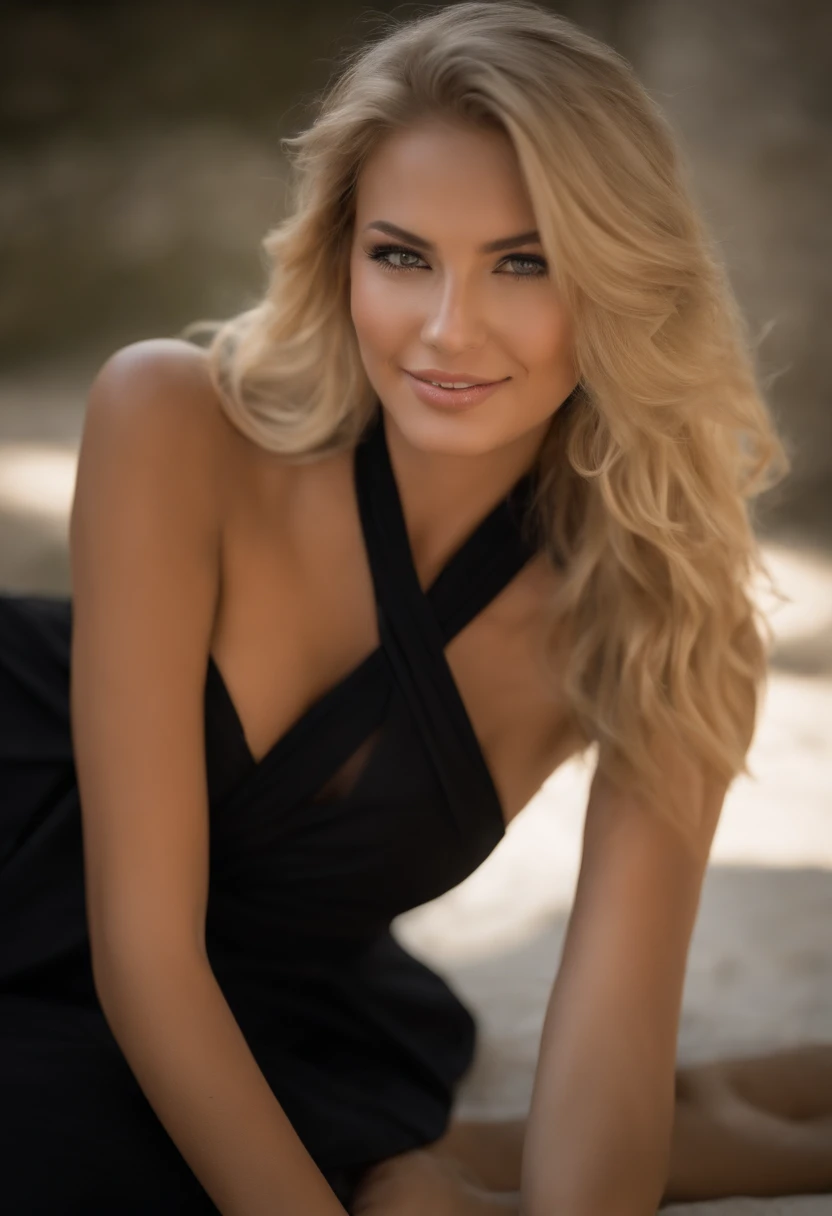 professionnel, (Photo 4K:1.1) par (Jeremy Lipking:0.3), (Dittmann Anna:0.3), (jiner:0.3), (mise au point nette:1.3), High detail, Porter (low-cut black shirt:1.2), beautifull detailed face, Yeux noisette, longs cheveux blonds, (attractive young woman:1.3), (Seductive:1.1), (rougissant:1.1), Forme du corps du sablier, gros seins ronds, Hanches larges, Femme en robe noire , blonde goddess, tight attire, tight attire, smiling seductively, joli visage, fille parfaite aux cheveux blancs, pose satisfaite, Cute seductive smile, belle fille blonde, bonne jeune fille, very sexy pose, Bel angle, pose attrayante, fille mignonne, sexy pose, Une magnifique blonde