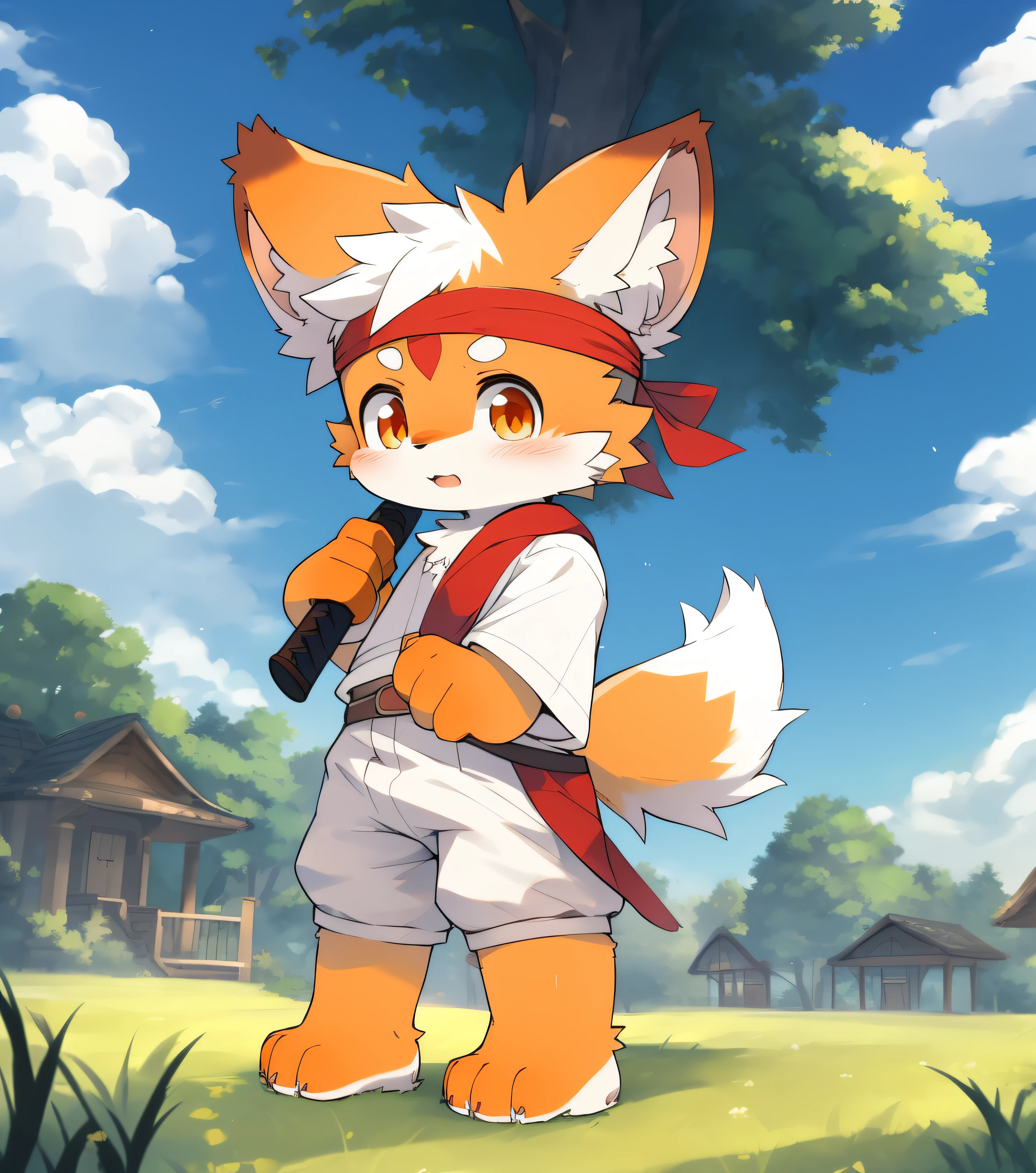 Orange fur,Orange fur,Orange skin,Beast too,Orc little boy,grassy fields,lawns,standing on your feet,attention,blue-sky,shaggy,shaggy,Orange fur,Orange fur,Orange fur,Orange fur,Orange hair,male people,canid,adolable,adolable,adolable,solo person,Detailed fur,Orange eyes,Thick eyebrows,Fluffy tail,white short sleeve,short white pants,ultra - detailed:1.0,Libido boy,toddlers,toddlers,toddlers,children,children's,Gamine,Beast too,Beast too,Beast too,adolable,adolable,Shota(Via Dagasi:1.1),anatomy correct,Barefoot,The barefoot,Barefoot,Barefoot,Barefoot,standing on your feet,attention,bald-headed,Cat feet,lawns,grassy fields,On the lawn,on a grassy field,Tread on the grass,Trampling on small grass,Tread on the grass,Trampling the meadow,Tread on the lawn,Trampling the lawn,bald-headed,balding,balding,Orange paws,Orange paws step on the grass,Orange paws on the grass,Orange paws,Trampled grass,Trampled grass,Stand on the lawn,standing in grassy field,Stand on the lawn,red waistband,komono,red headband,Blood,A child with a katana in his hand,Children with serious expressions,Very shiny orange fur,Wide and thick red headband