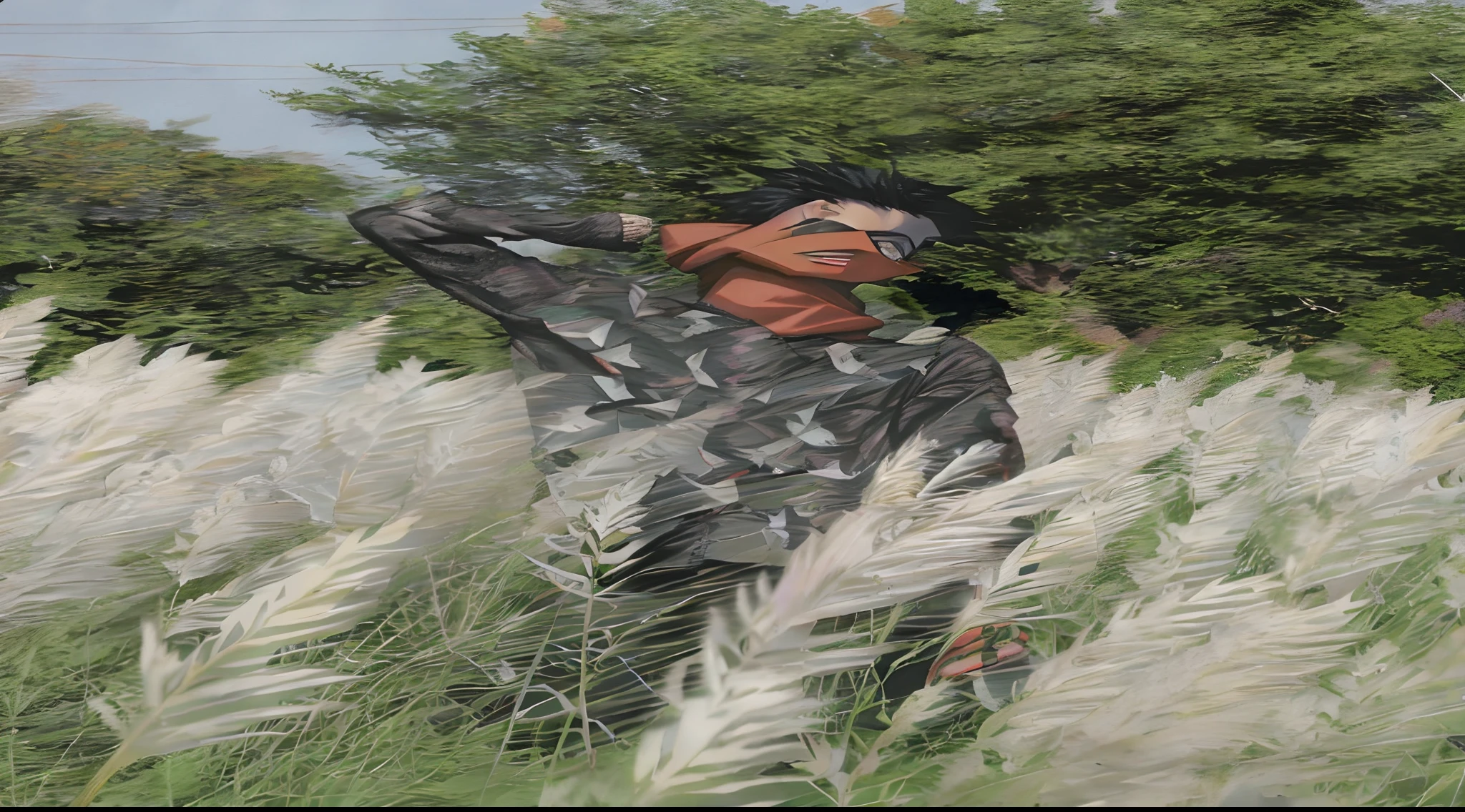 anime image of a man with a red scarf and a black jacket, jujutsu kaisen, joker looks like naruto, today's featured anime still, joker as naruto, ichigo kurosaki, nagito komaeda, in the anime film, screenshot from black clover, screenshot from a 2012s anime, screenshot from the anime film