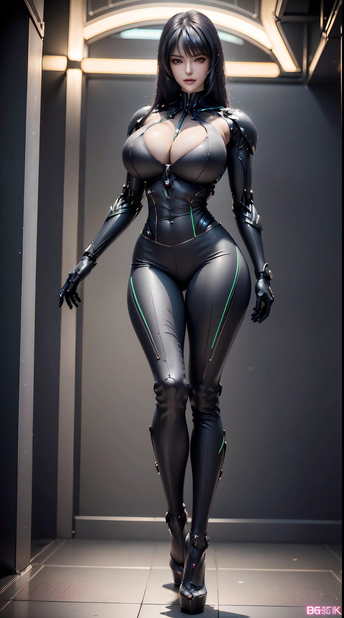 A MATURE WOMAN, HUGE FAKE BOOBS, (BEAUTIFUL FACE), (RGB), (FUTURISTIC MECHA TIGHT BRA), (CLEAVAGE), (SKINTIGHT YOGA PANTS), (HIGH HEELS), (PERFECT BODY:1.2), (LONG LEG), (FULL BODY:1.3), FRONT, (STANDING:1), SEXY BODY, EXPOSE MUSCLE ABS, UHD, 8K, 1080P.