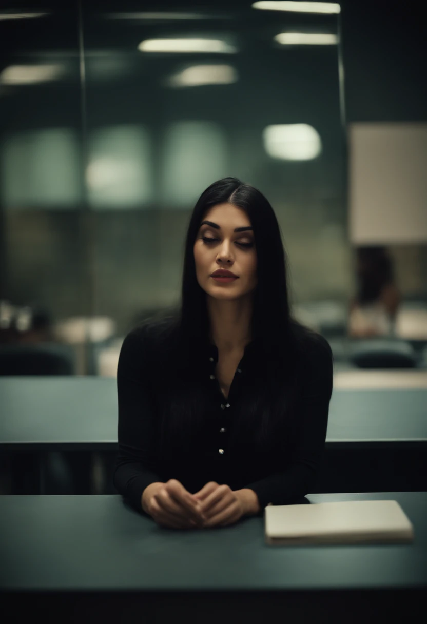 woman with long black hair and a black shirt, low quality video, low quality footage, neck zoomed in from lips down, grainy footage, old footage, blurry footage, thick lips, snapchat story screenshot, with instagram filters, webcam footage, iphone video, showing her face, she is facing the camera, blurry face, with mouth open