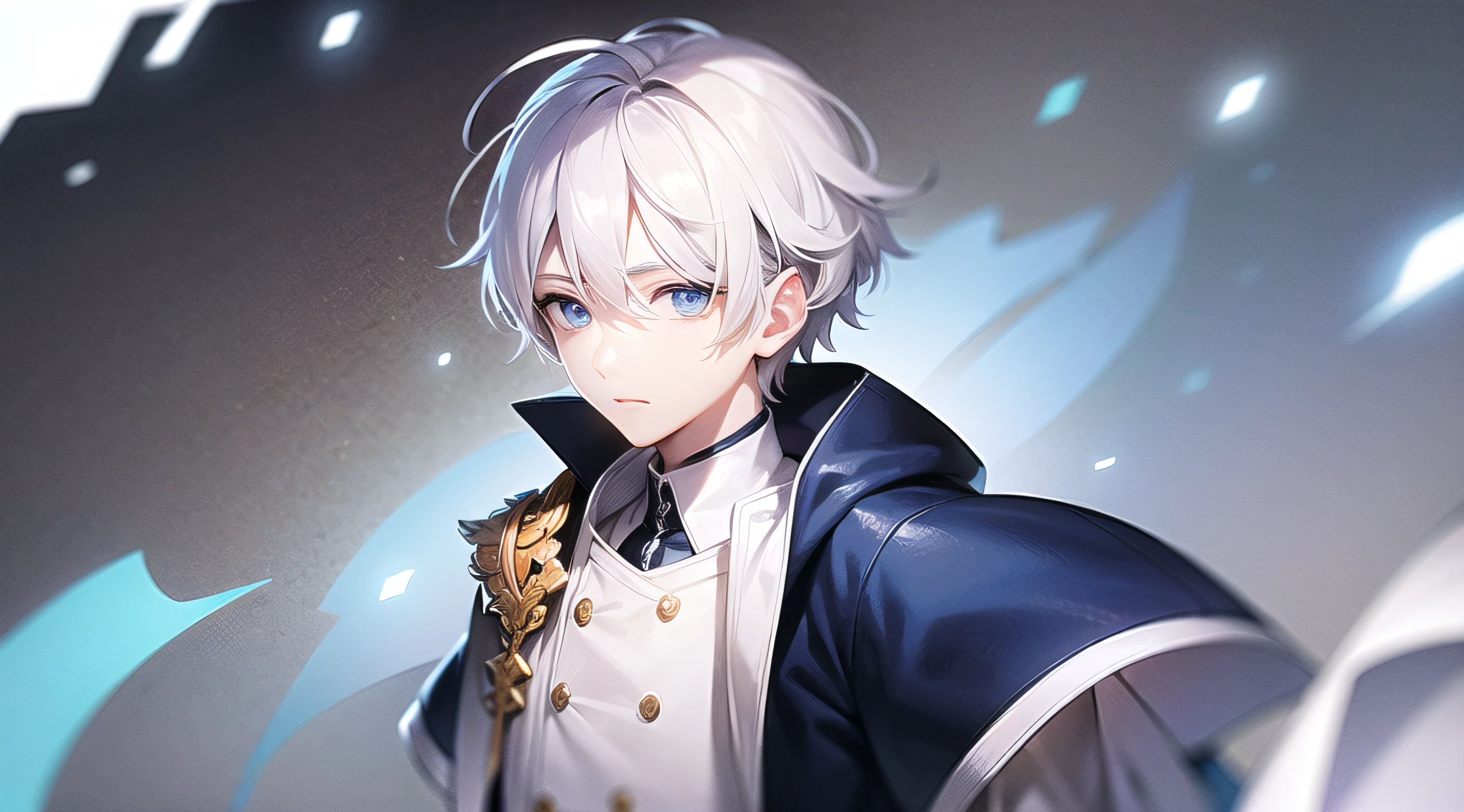 1boy, white hair, blue eyes, white coat, 8k uhd, detailed