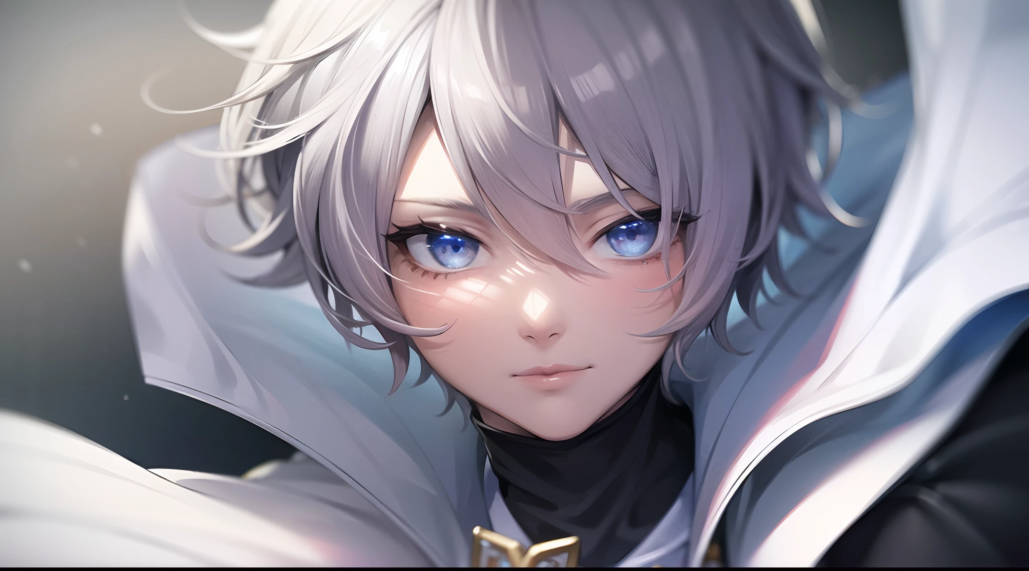 1boy, white hair, blue eyes, white coat, 8k uhd, detailed