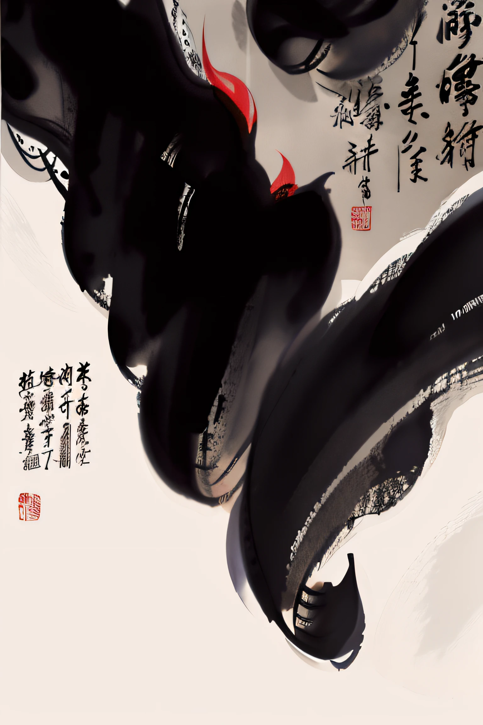 Chinese artistic conception，Calligraphy poster，Calligraphy elements，College students receive new posters，abstracted，large scene，No characters