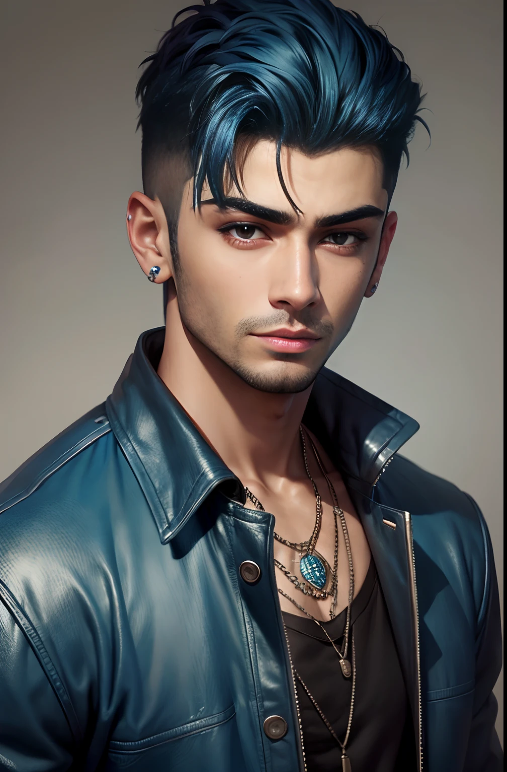 Zayn Malik Blue hair hand some realistic face