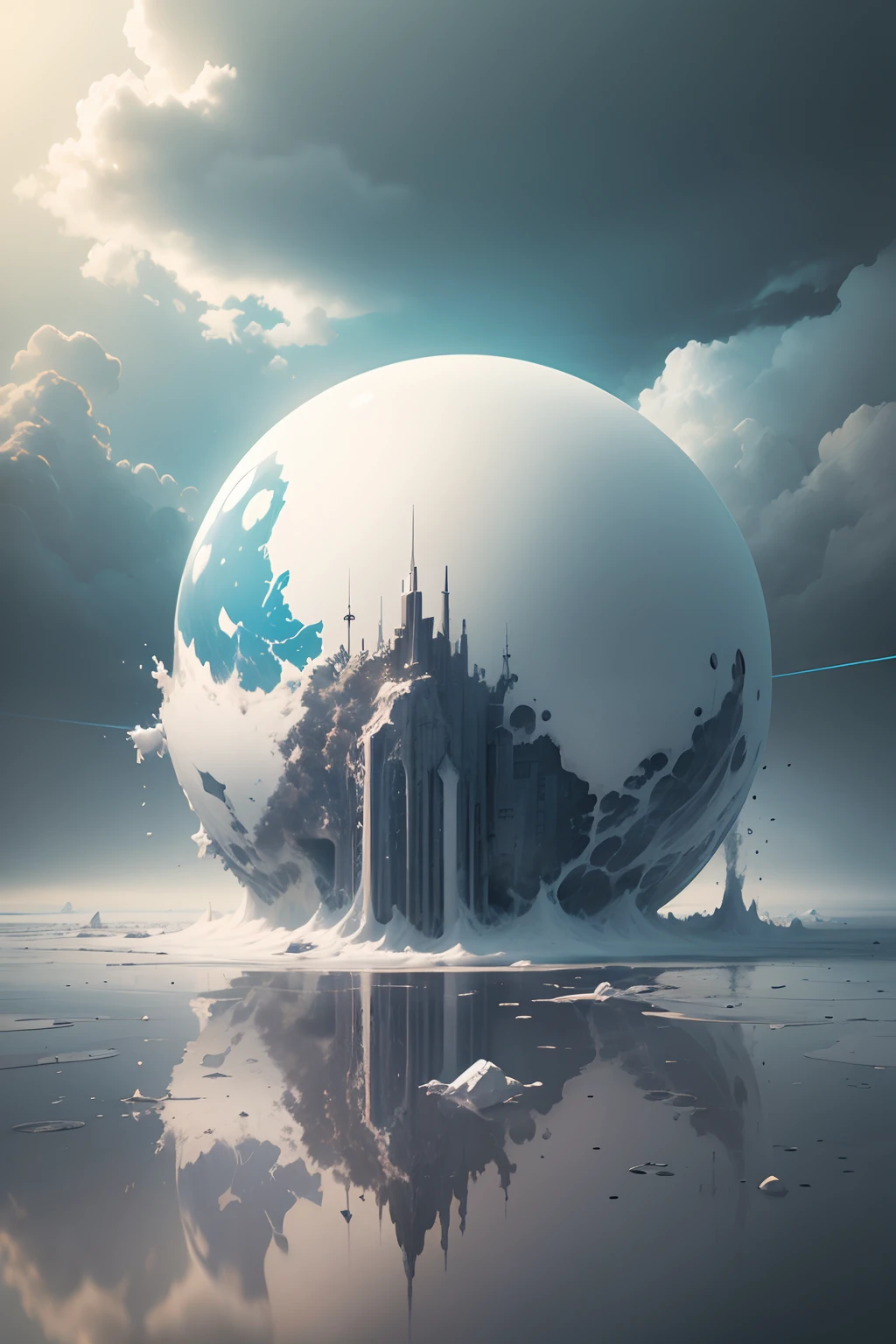 post apocalypse, White liquid from space, Covering the world, Surviving survivors, futuristic, daoshi, Realistic images