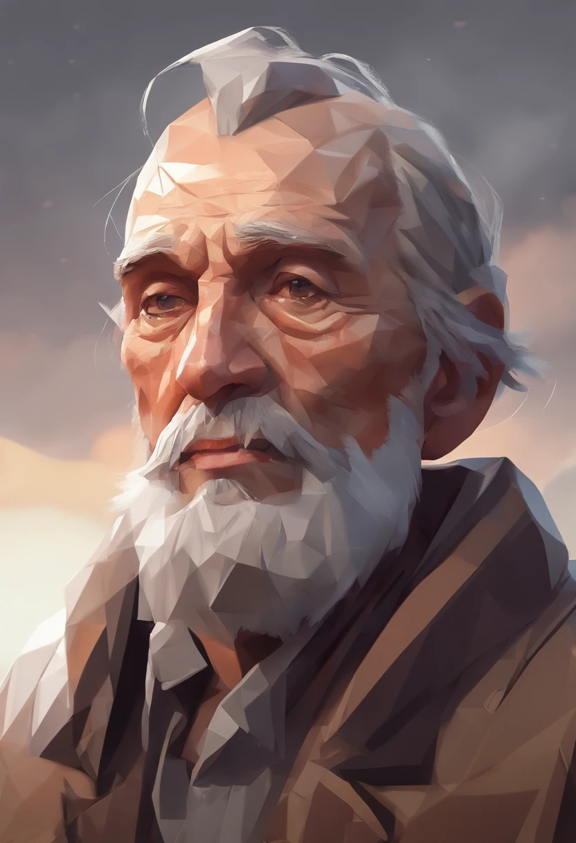 Masterpiece portrait , high quality detailed  portrait of A Lev Tolctoy Walking, a heavy look, (wrinkles thick Gray eyebrows, very much long beard, Wind dynamics, close-up ) a crutch in his hand, white hair, White Hoodie, It's hard, old age----artwork by brian stelfreeze,garmash, oil painting, epic cinematic 