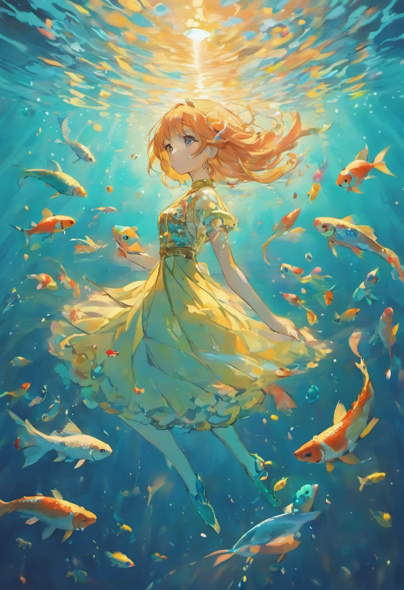 Obra maestra, La mejor calidad, alta calidad, a high definition, Textura de alta calidad, Sombra de alta calidad, High detail, finedetail, CG extremadamente detallado, Textura detallada,, De color , delicado, cinematiclight, Luz lateral, Two fish swim in circles in bubbles and clouds, Pez koi flotando en el espacio, El pescado, Piscis, Peces nadando, Pez dorado en el exoesqueleto de agua, Peces koi, Pez koi flotante, Peces koi, Peces nadando, peces nadando alrededor, Ves peces, Koi, Colores Koi, Hermosa obra de arte digital, Las estrellas son peces en las profundidades,Carpa en el cielo estrellado,Koi,El detalle,Un detallado