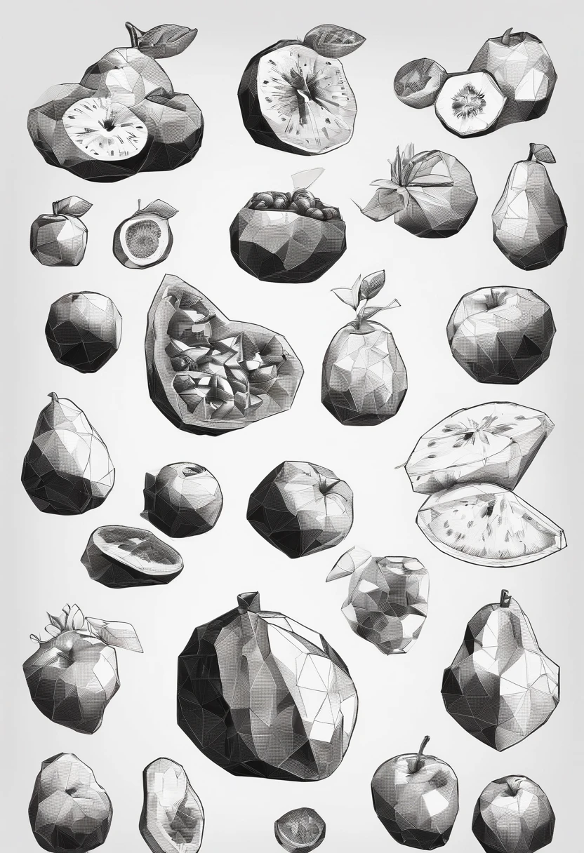black and white sketch of fruit