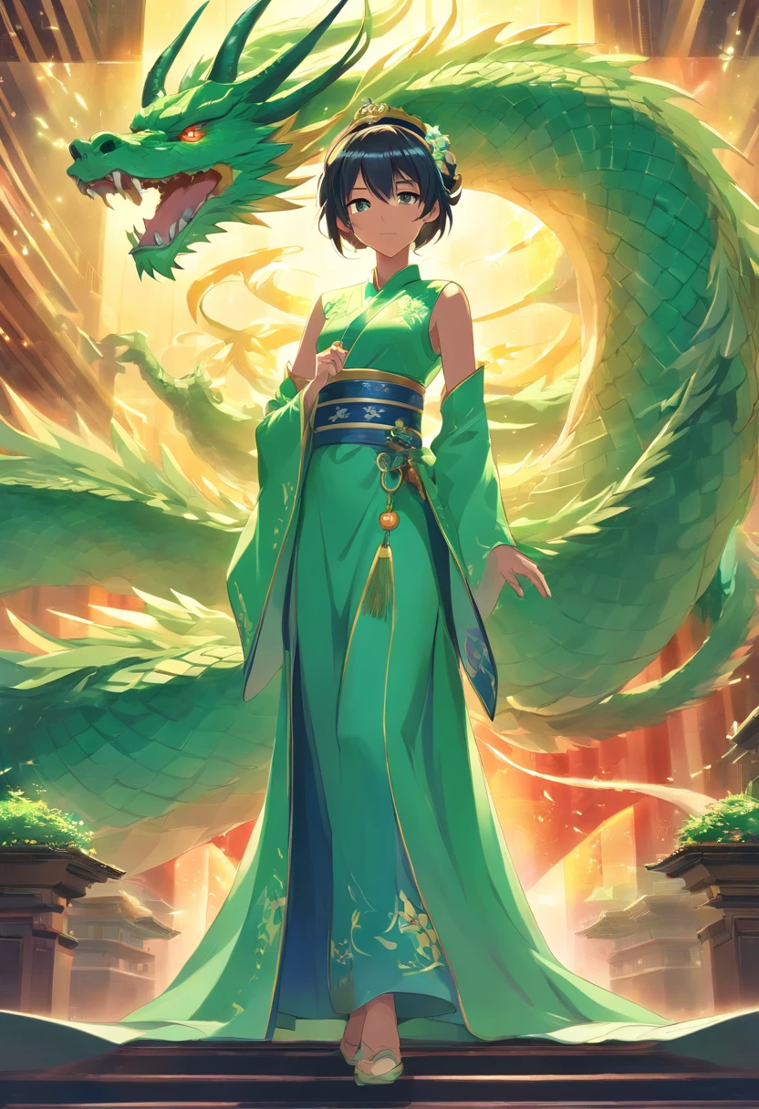 Beautiful noble empress of draconic empire have power of jade dragon