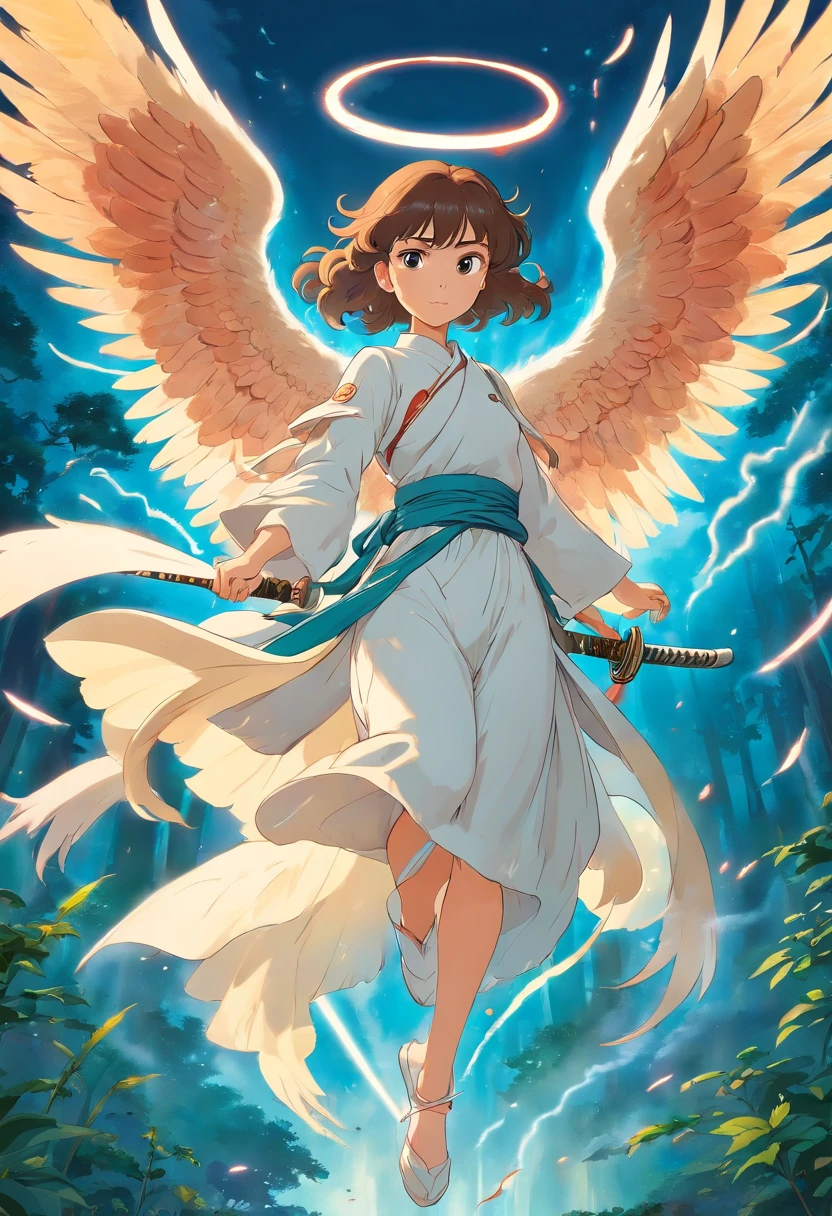 Beautiful noble lady with ethereal wings and using dual katana