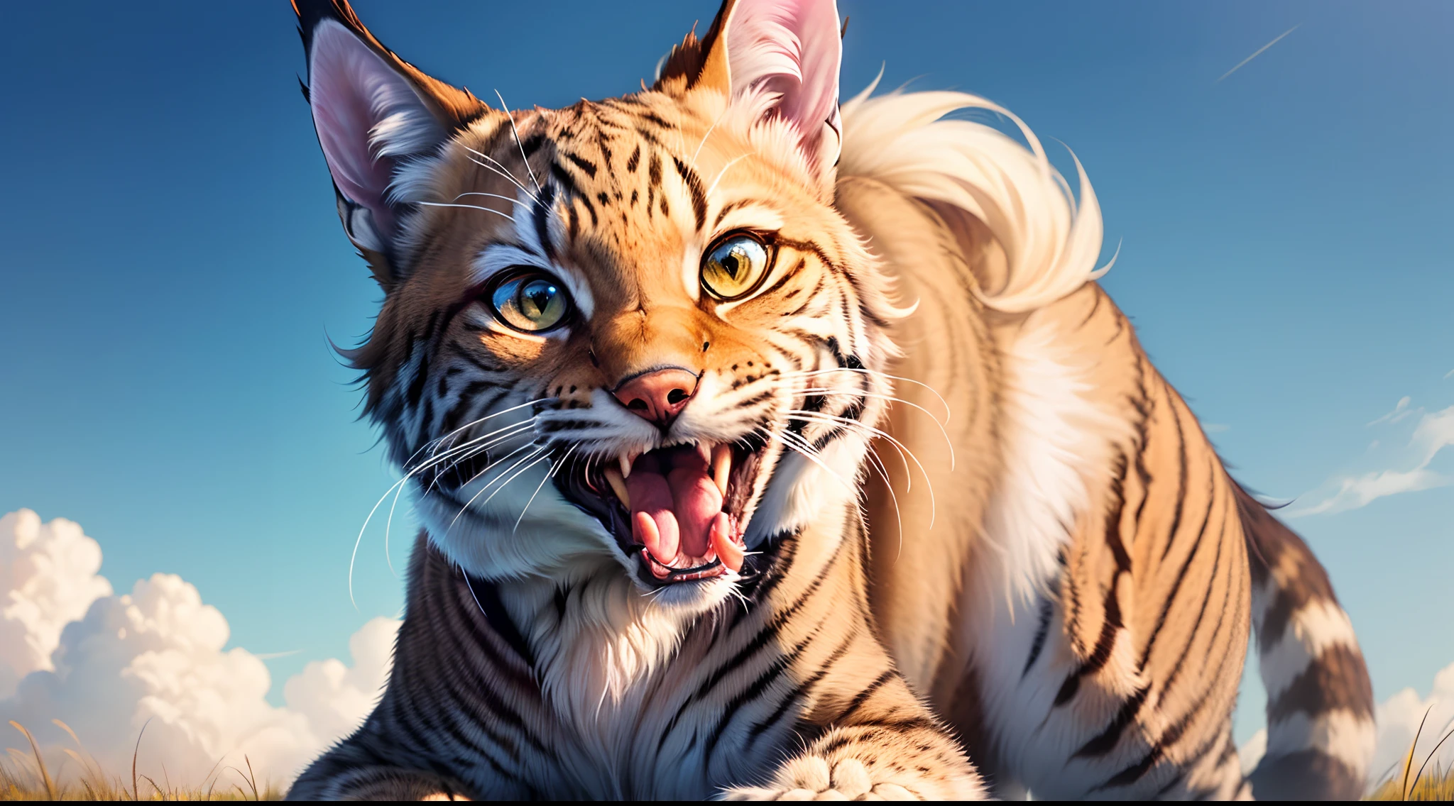 Lynx with mouth open